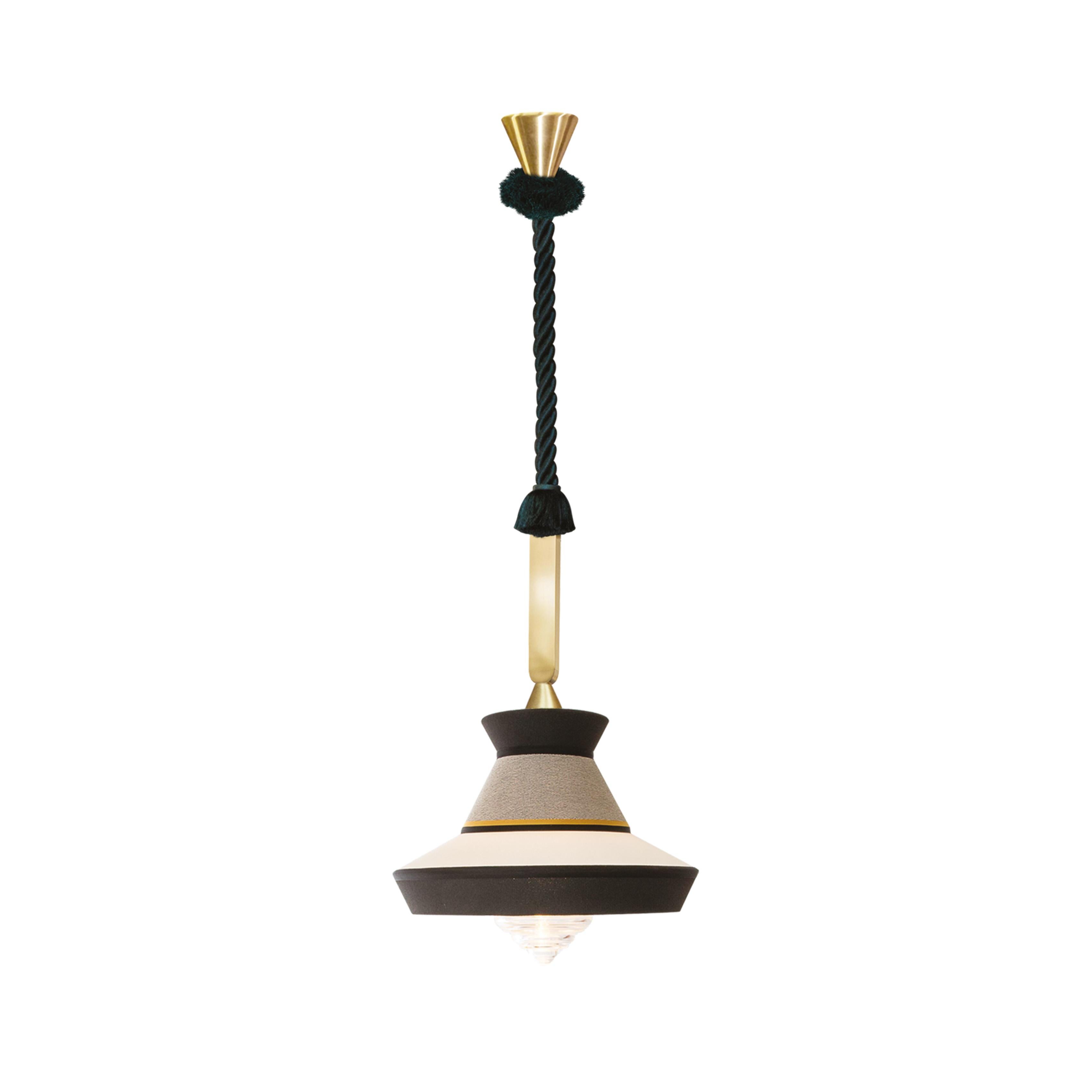 Calypso Guadaloupe Outdoor Suspension Lamp in Satin Brass Structure For Sale