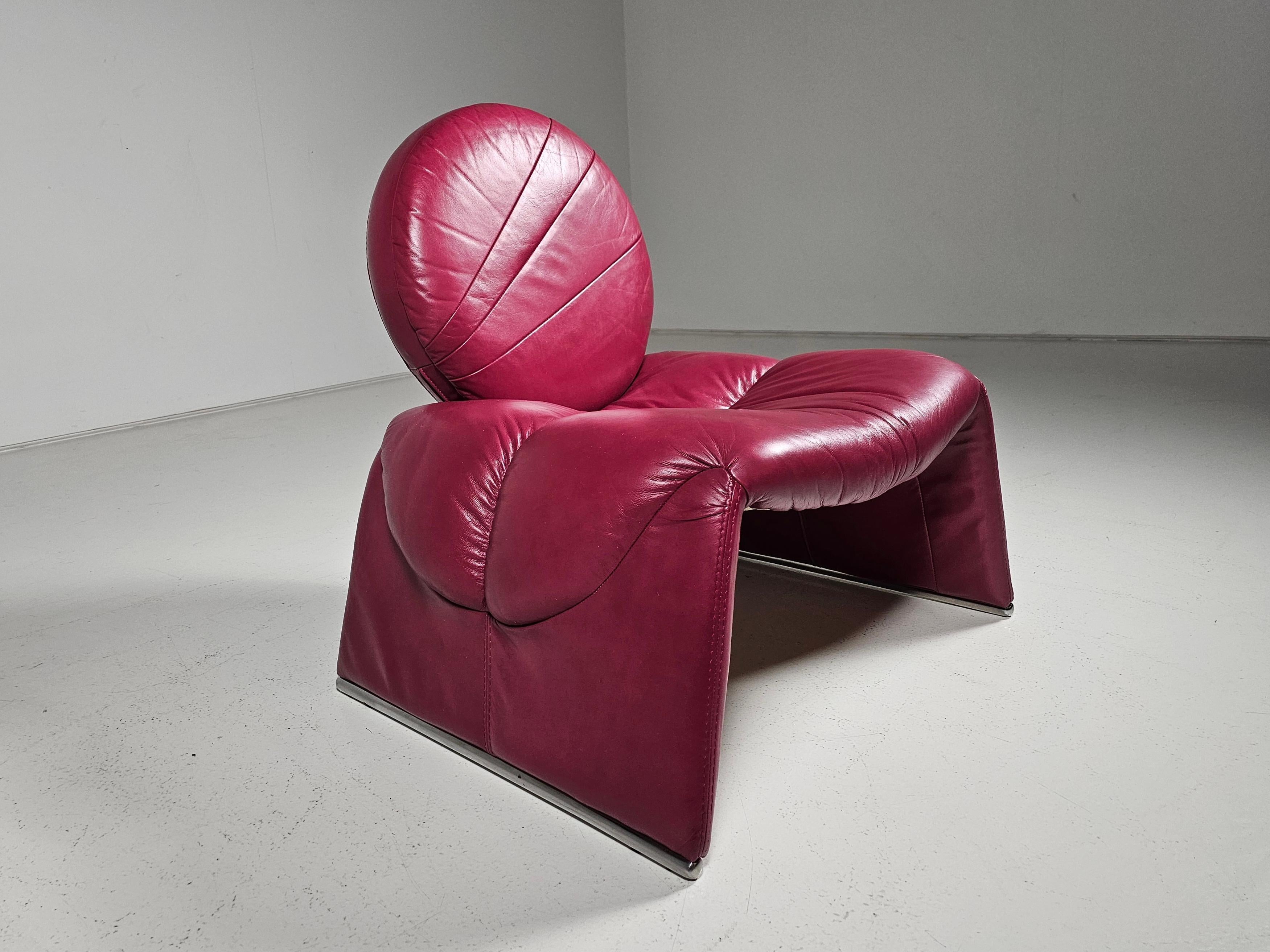 Tumbona Calypso en rosa de Vittorio Introini para Saporiti Italia, años 70 Moderno de mediados de siglo en venta