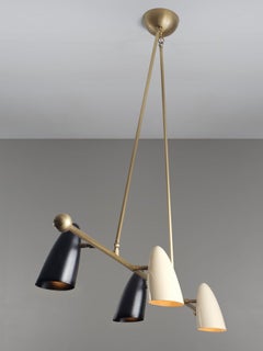 CALYX Chandelier in Black & Cream Enamel and Brass by Blueprint Lighting 2021