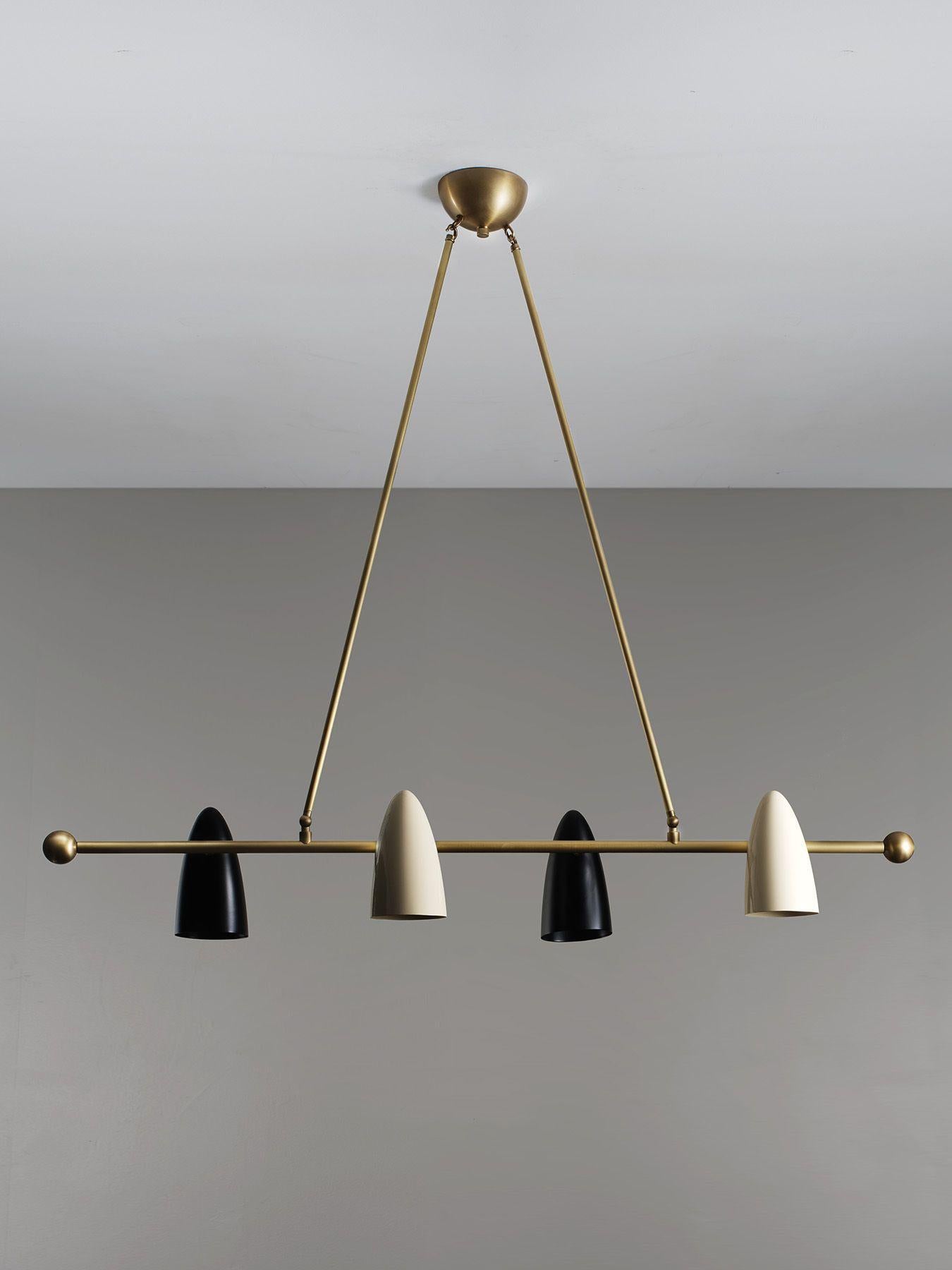 American CALYX Chandelier in Black & Cream Enamel and Brass by Blueprint Lighting 2021 For Sale
