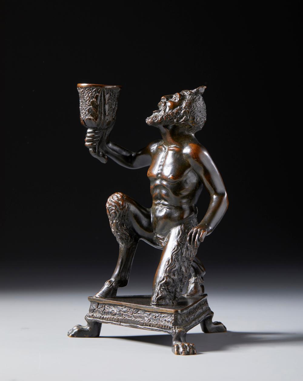 Calzetta Da Ravenna Severo Candlestick Depicting a Kneeling Satyr For Sale 1