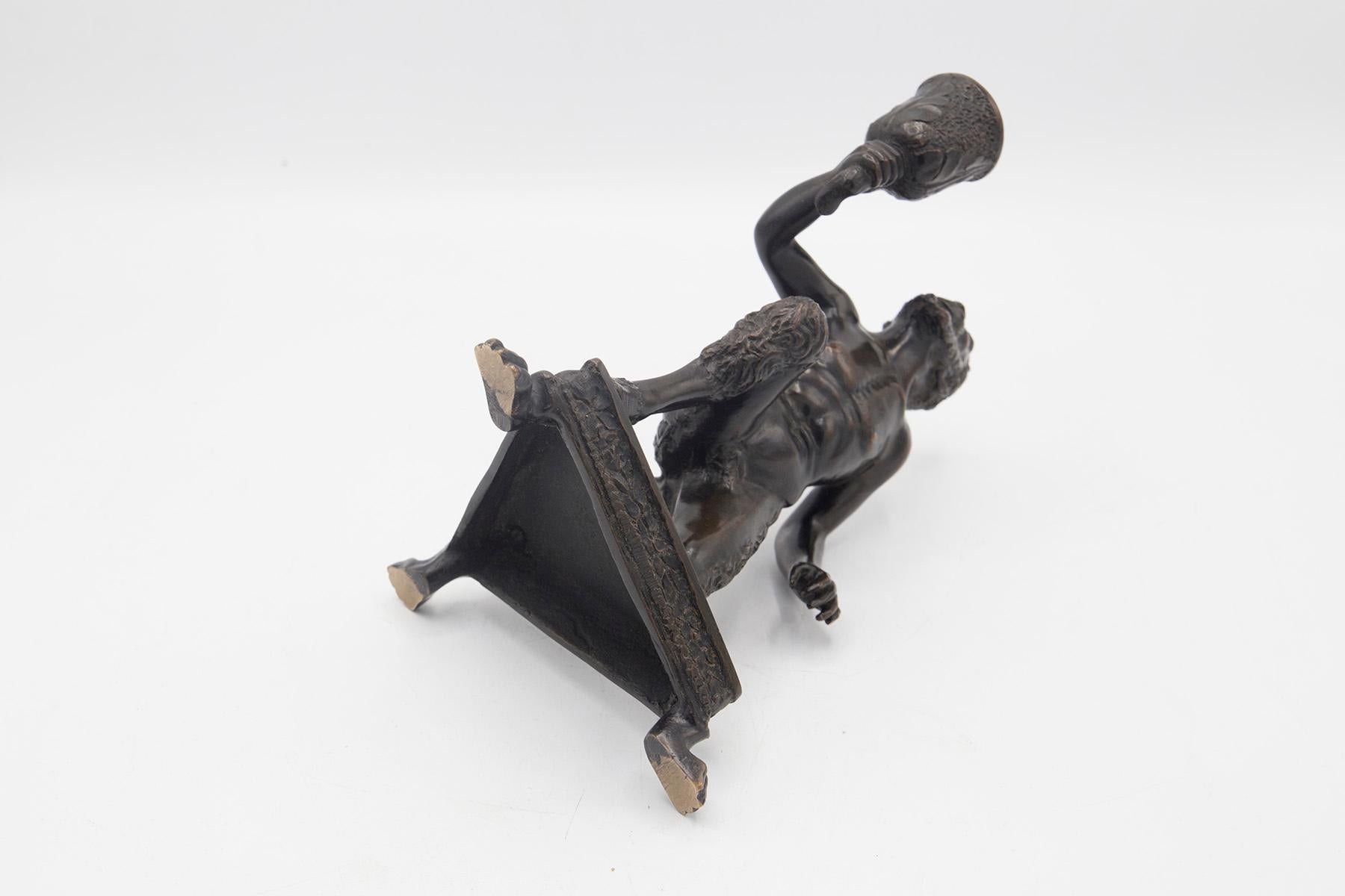 Calzetta Da Ravenna Severo Candlestick Depicting a Kneeling Satyr In Good Condition For Sale In Milano, IT