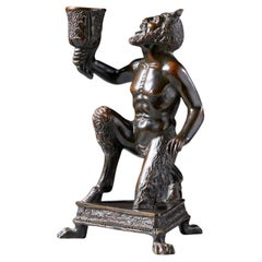 Used Calzetta Da Ravenna Severo Candlestick Depicting a Kneeling Satyr