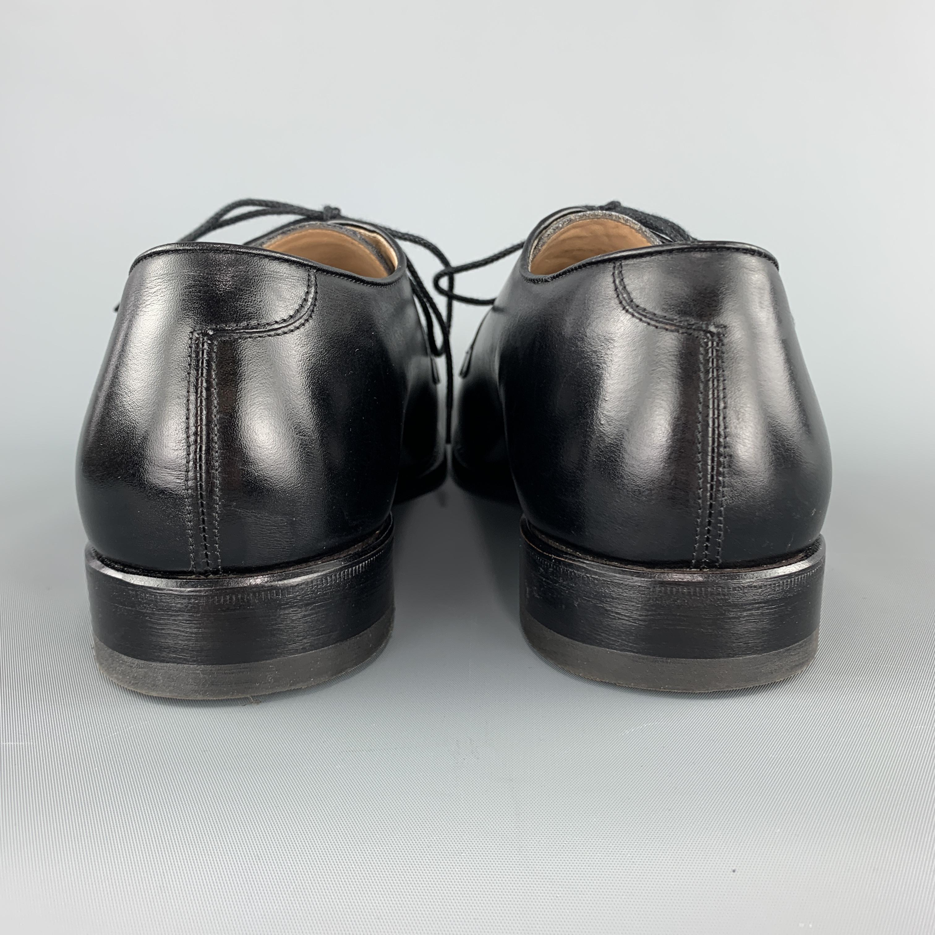 CALZOLERIA HARRIS Size 10 Black Leather Square Toe Dress Shoe 1
