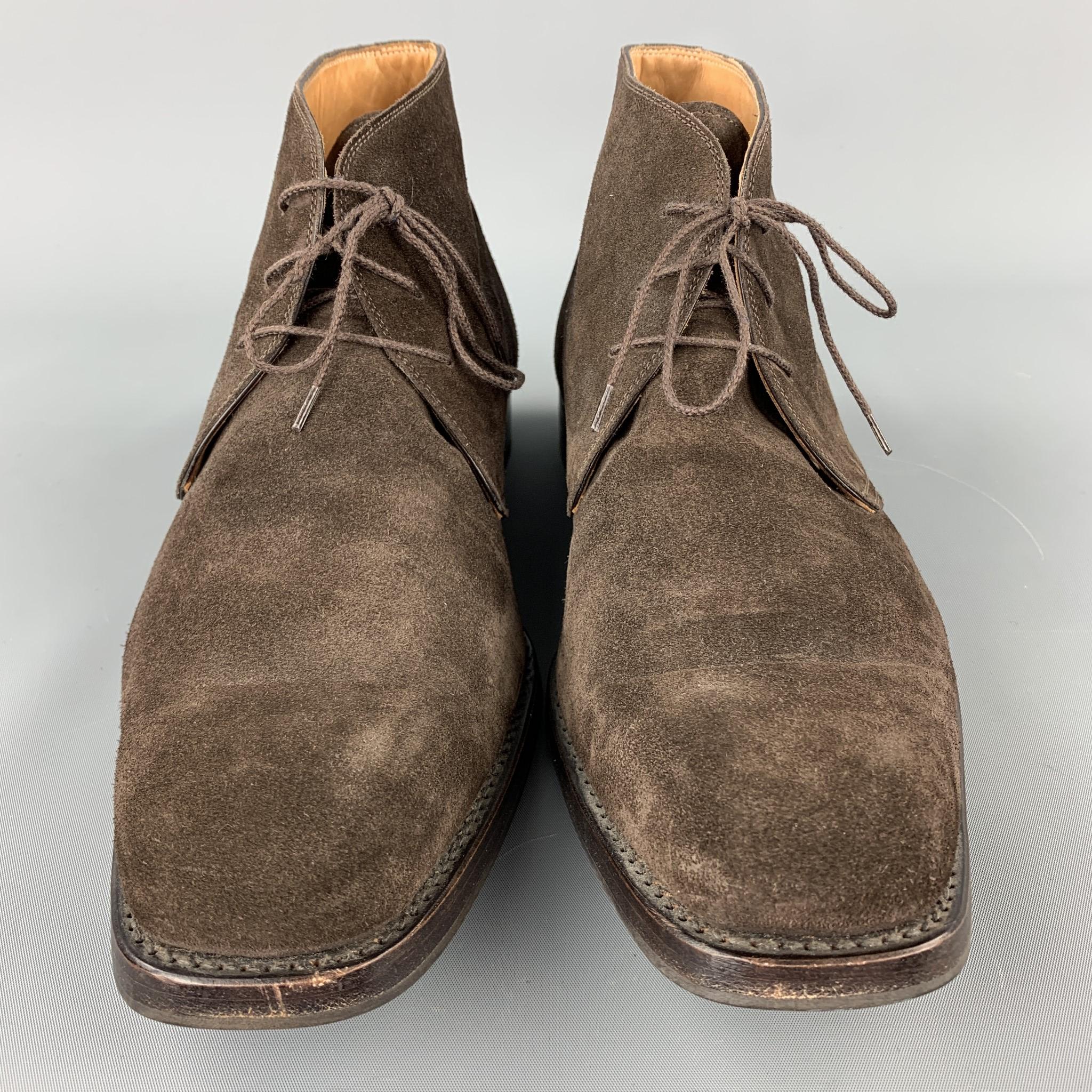 Black CALZOLERIA HARRIS Size 12 Brown Suede Lace Up Chukka Boots