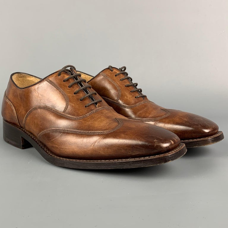 CALZOLERIA HARRIS x BARNEY'S NEW YORK Größe 7,5 Braun Antike Leder Schuhe  im Angebot bei 1stDibs