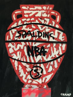 Free Throw (Glue) - orange and black NBA Spalding sports theme artwork (22 x 30)