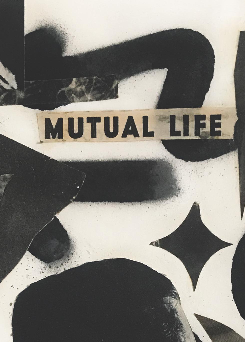 Mutual Life - abstract contemporary black and white collage Giclée art print - Print by Cam Champ