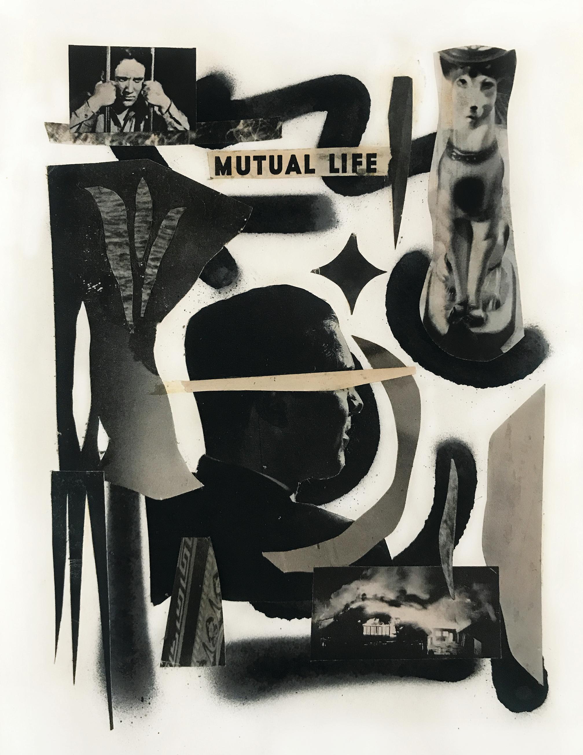 Mutual Life - abstract contemporary black and white collage Giclée art print
