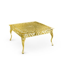 Cama, Outdoor Aluminum Coffee Table with Gold Finish, Made in Italy