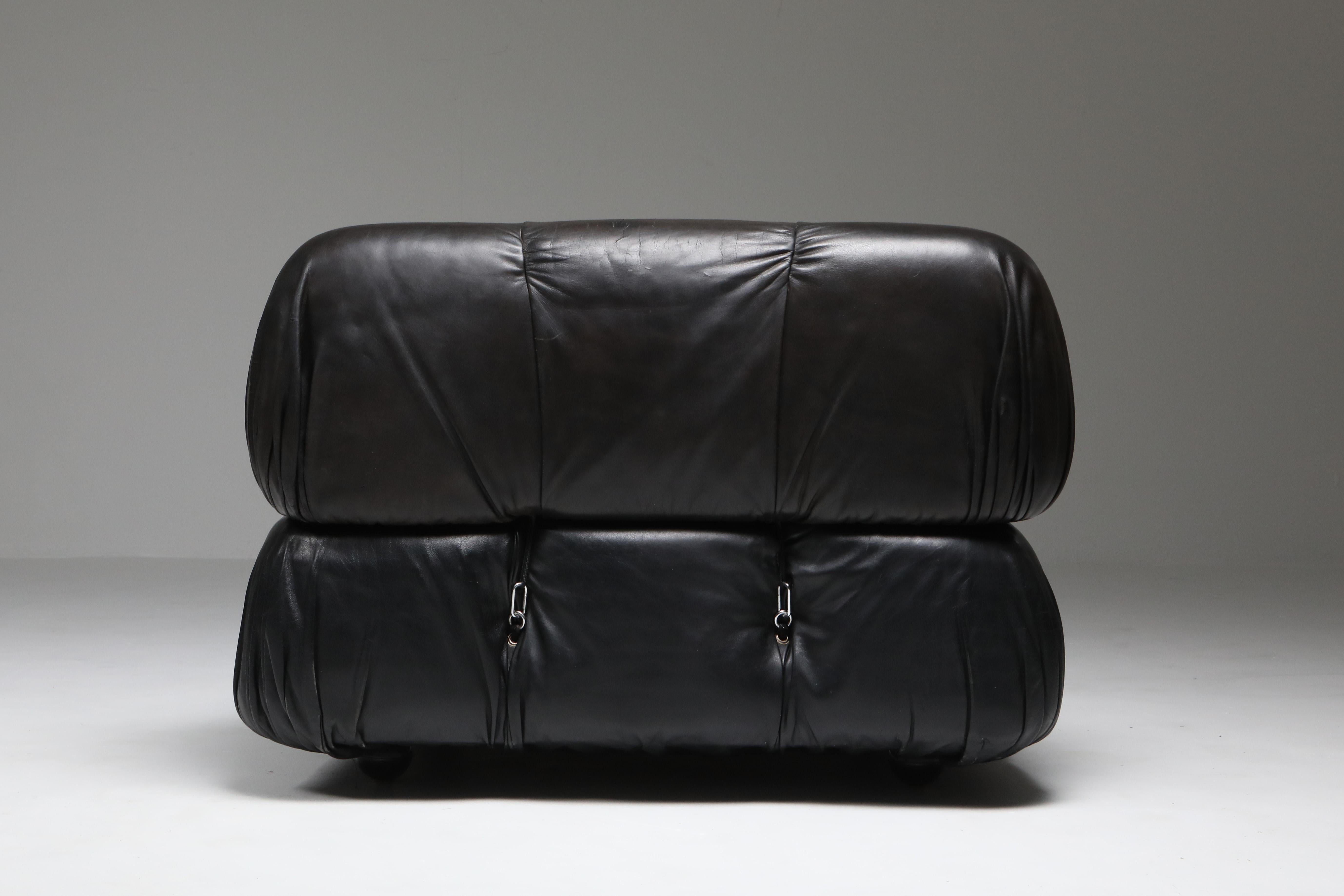 Camaleonda Black Leather Lounge chair 8