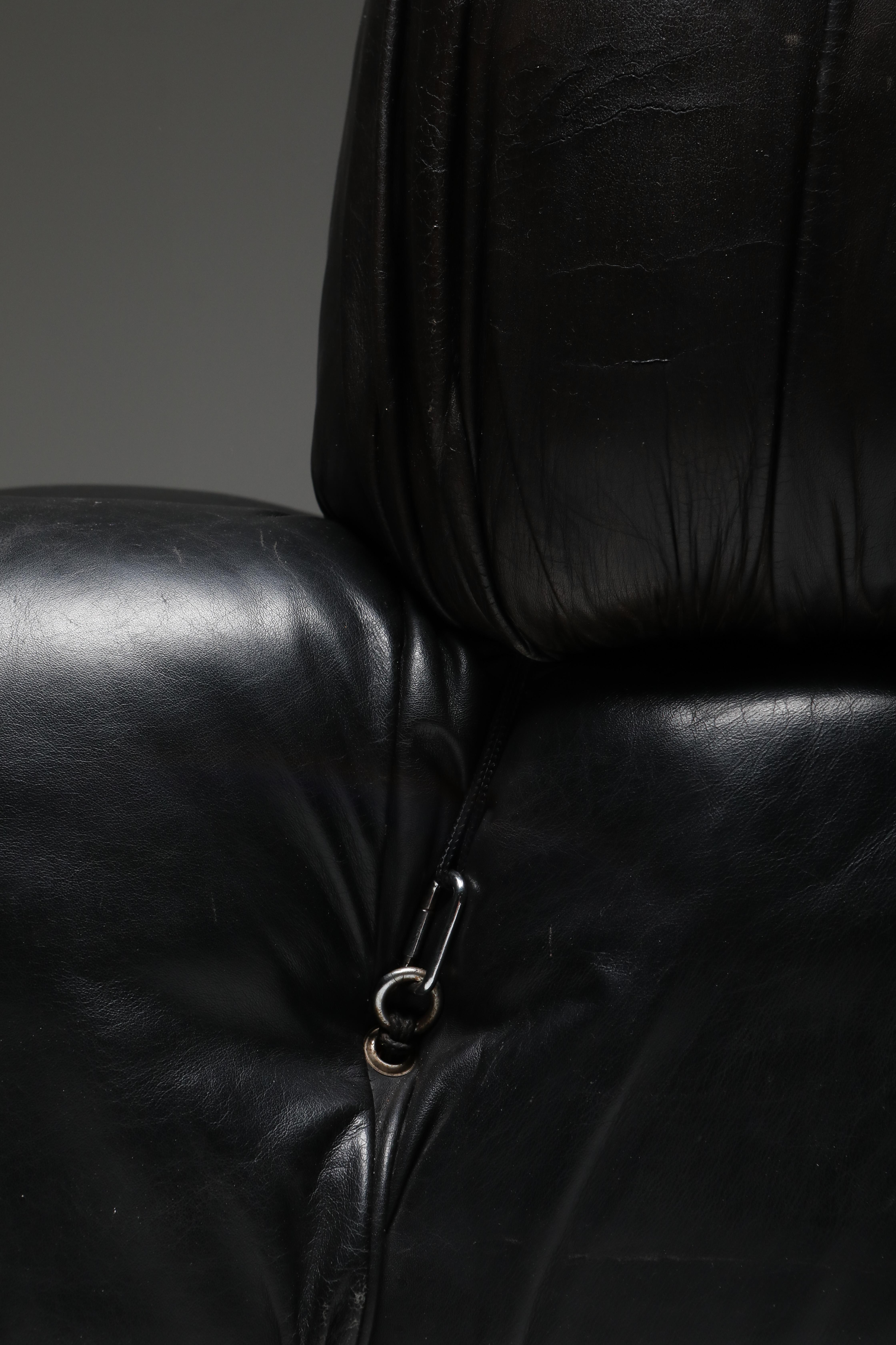 Camaleonda Black Leather Lounge chair 12