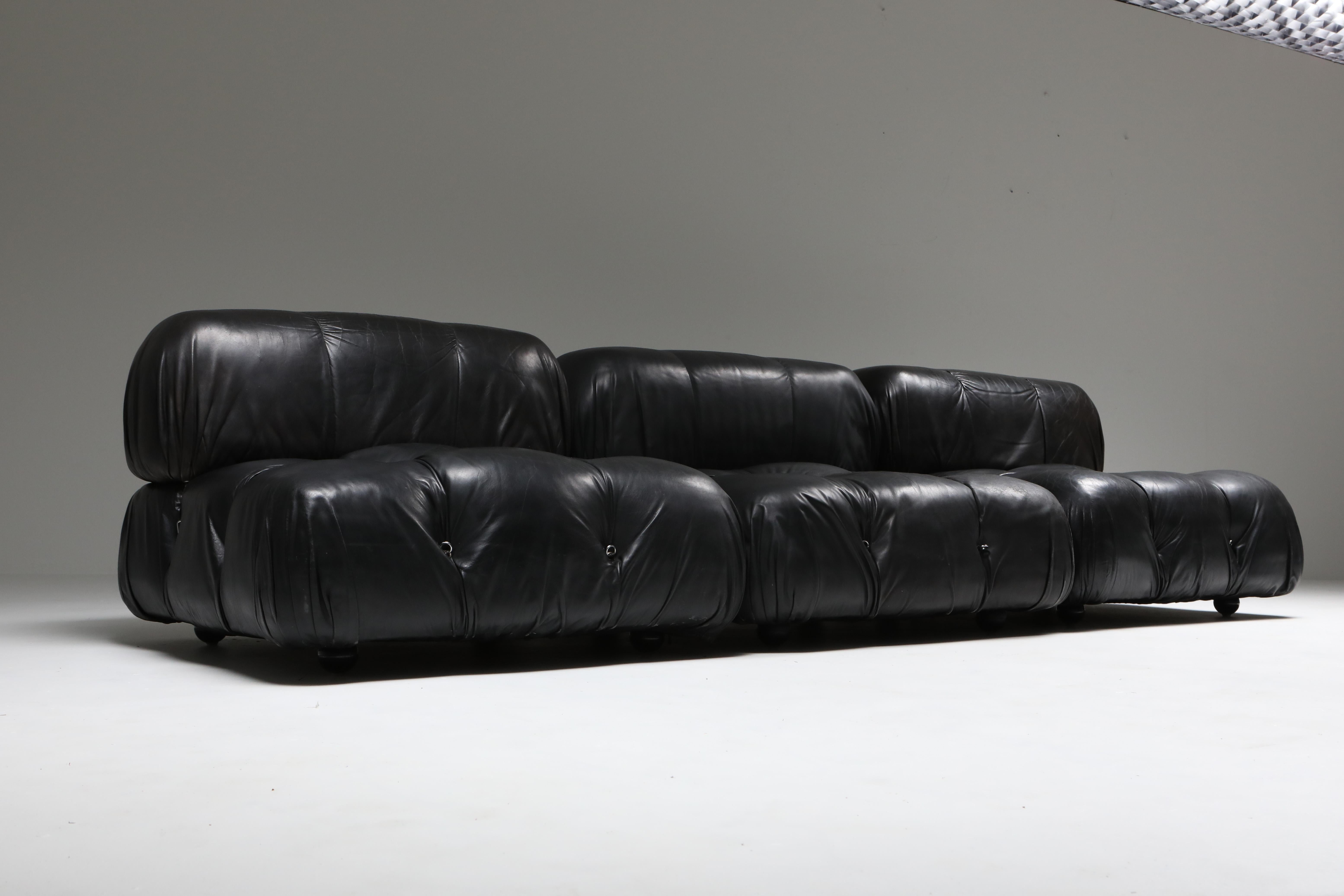 Late 20th Century Camaleonda Black Leather Lounge chair