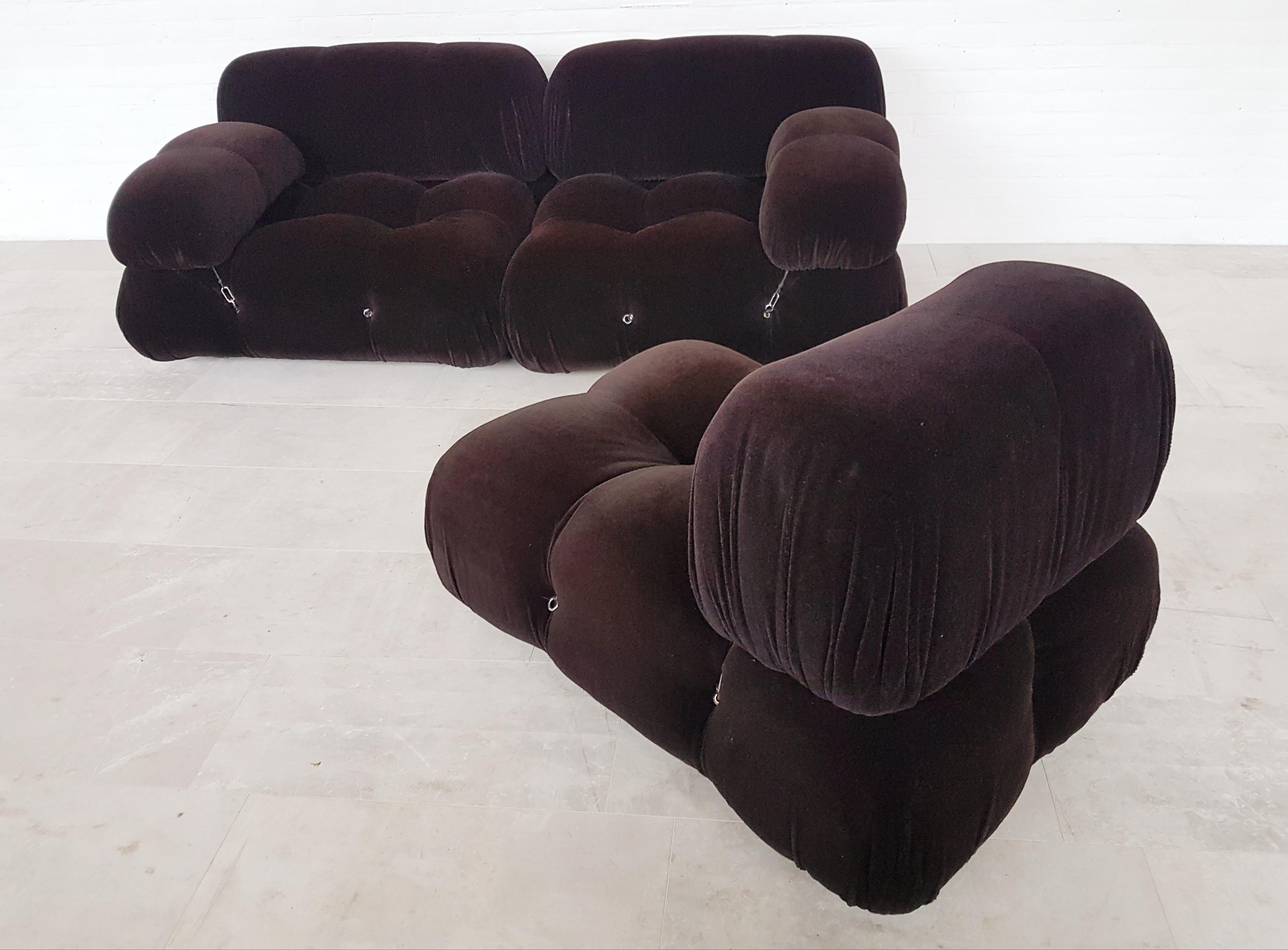 Italian Camaleonda Brown Sectional Sofa by Mario Bellini for B&B Italia