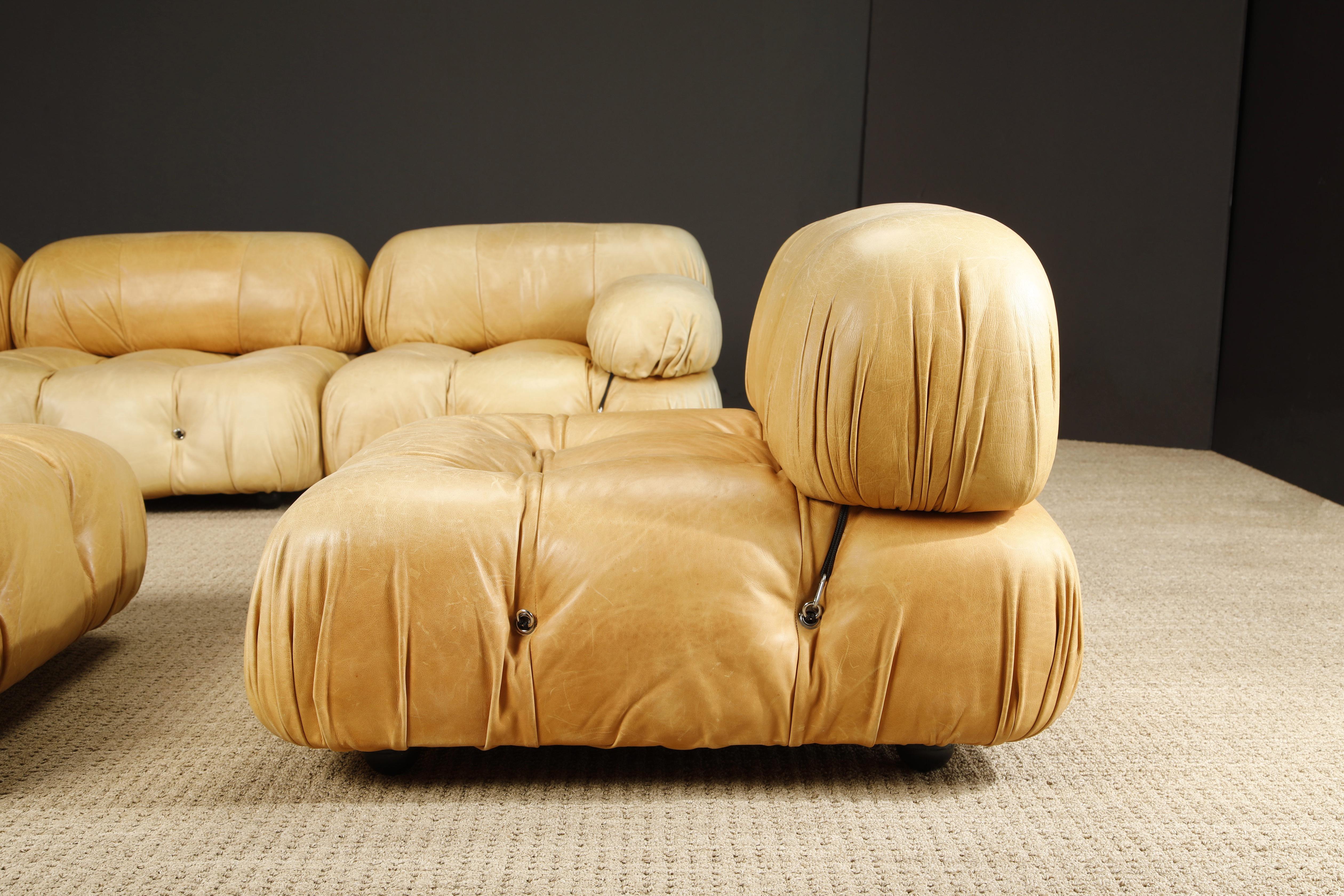 Camaleonda in Original Leather by Mario Bellini for B&B Italia, c 1970s, Signed 5