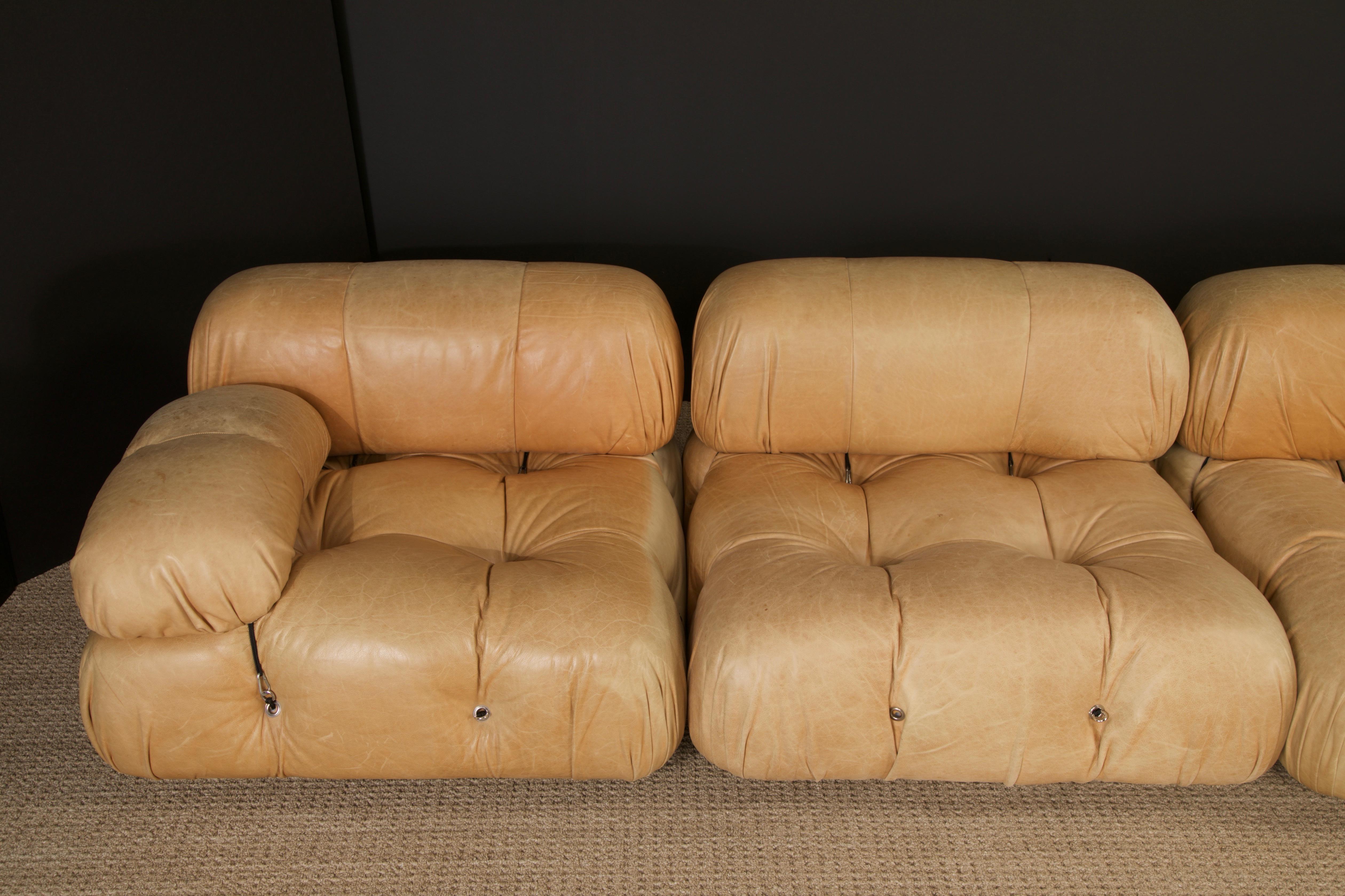 Camaleonda in Original Leather by Mario Bellini for B&B Italia, c 1970s, Signed 6