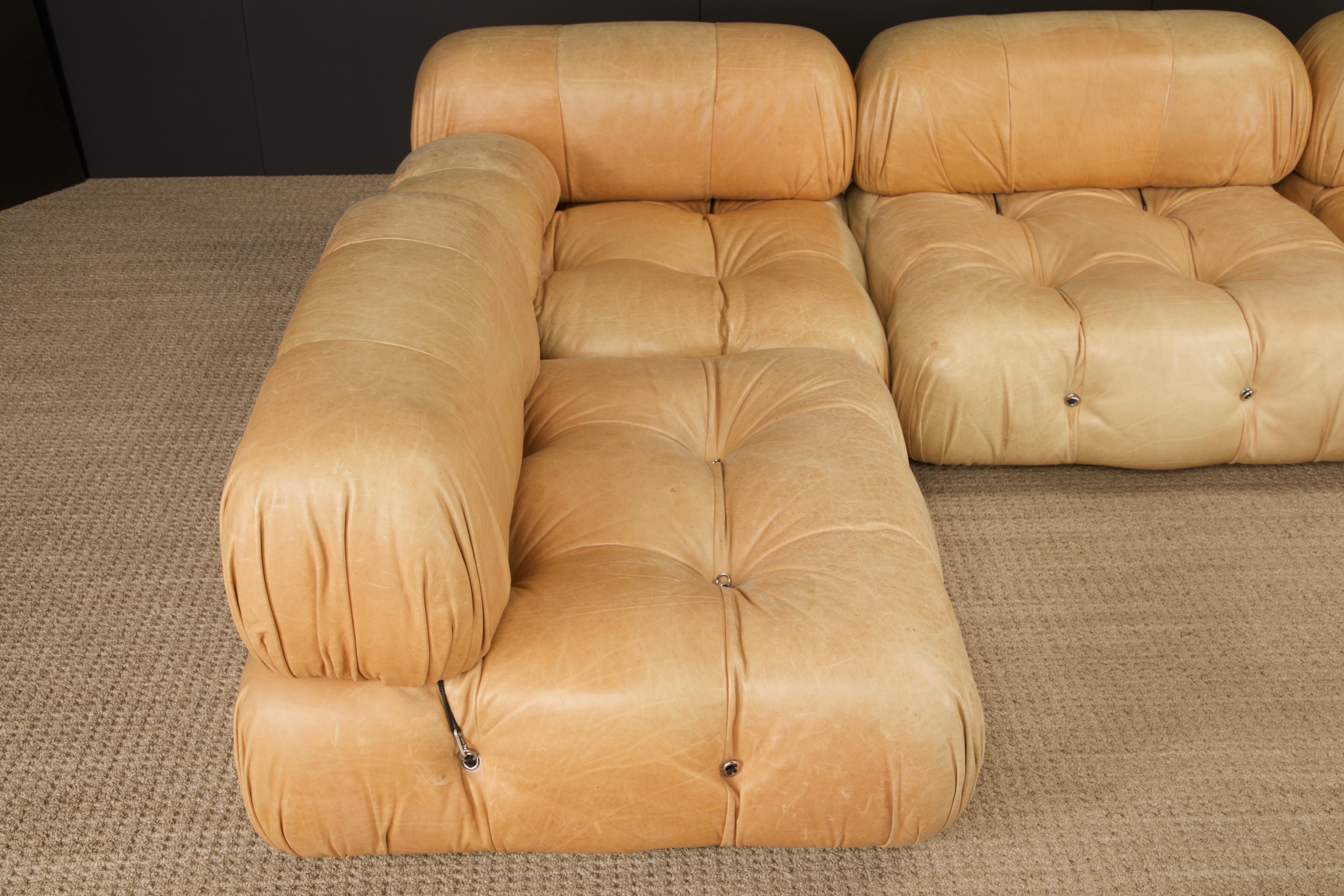 Camaleonda in Original Leather by Mario Bellini for B&B Italia, c 1970s, Signed 8