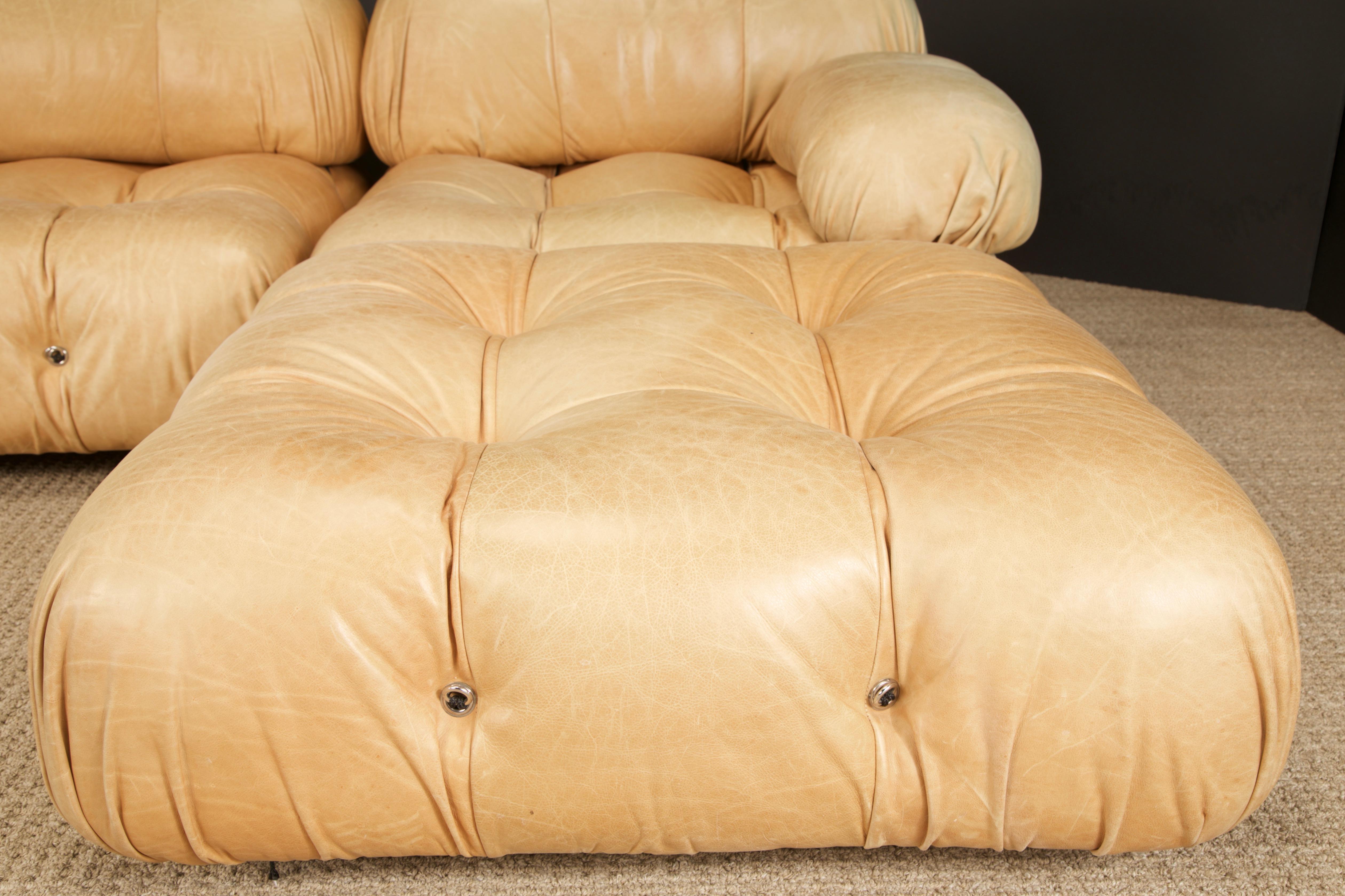 Camaleonda in Original Leather by Mario Bellini for B&B Italia, c 1970s, Signed 9