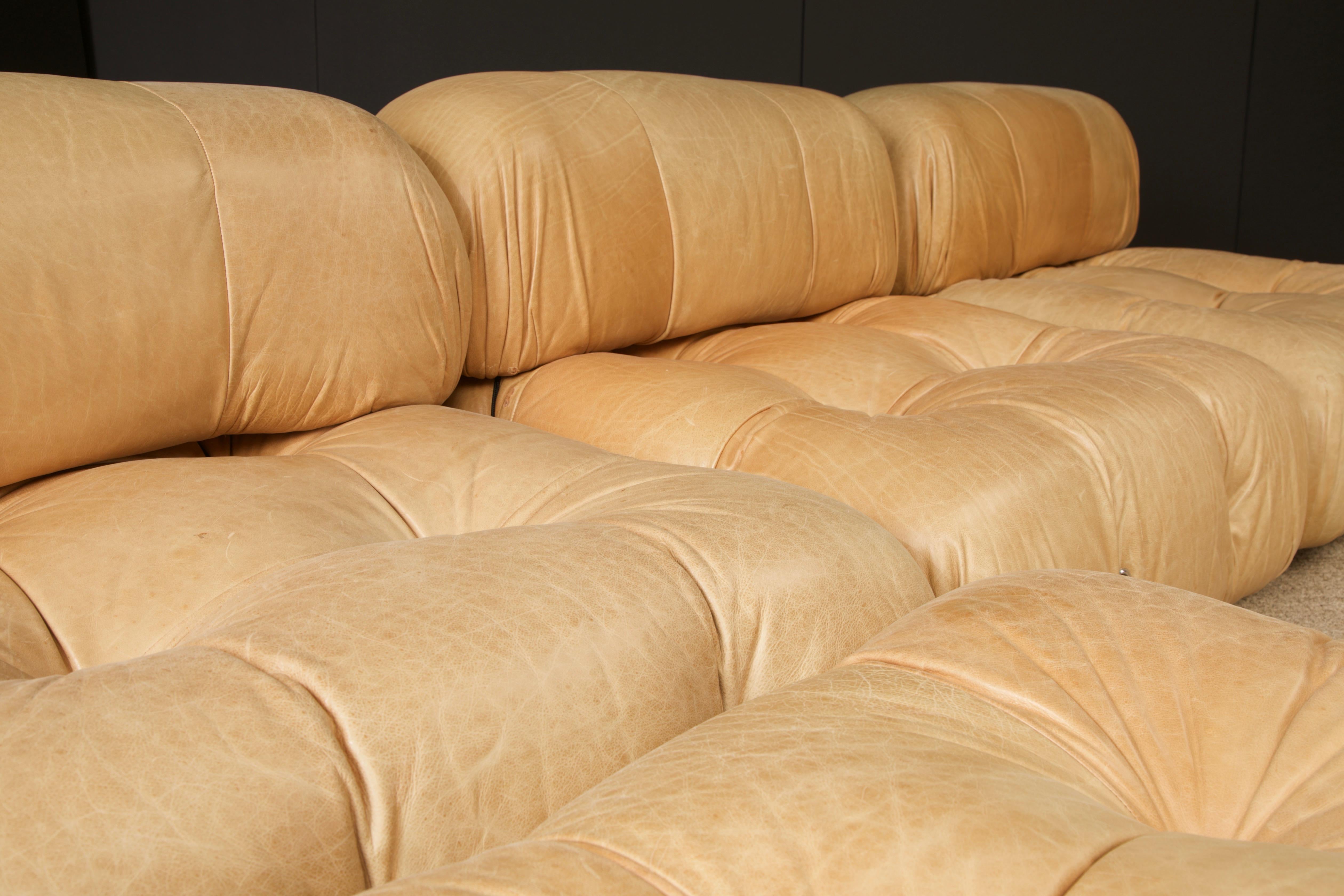 Camaleonda in Original Leather by Mario Bellini for B&B Italia, c 1970s, Signed 11