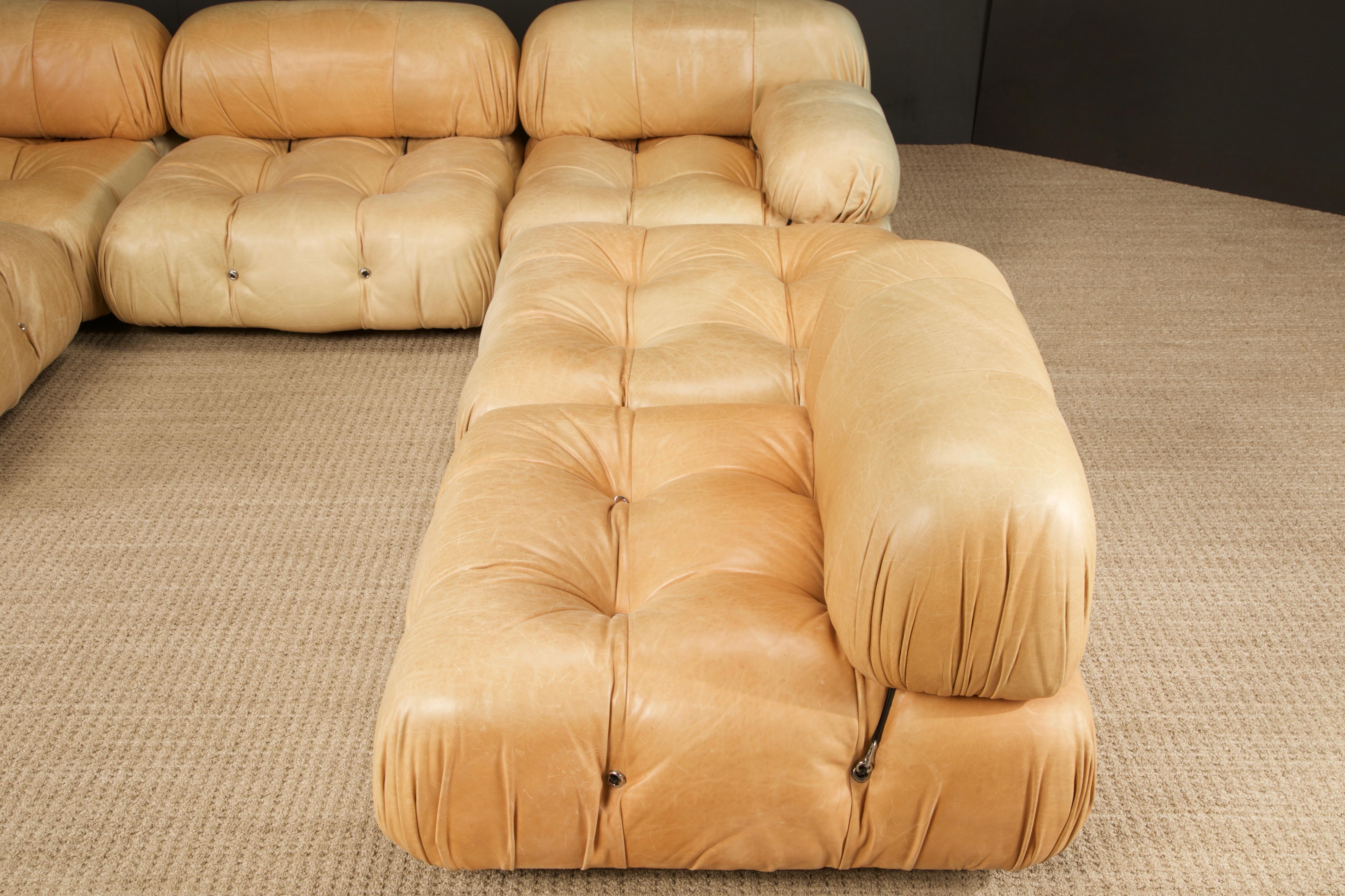 Camaleonda in Original Leather by Mario Bellini for B&B Italia, c 1970s, Signed 12
