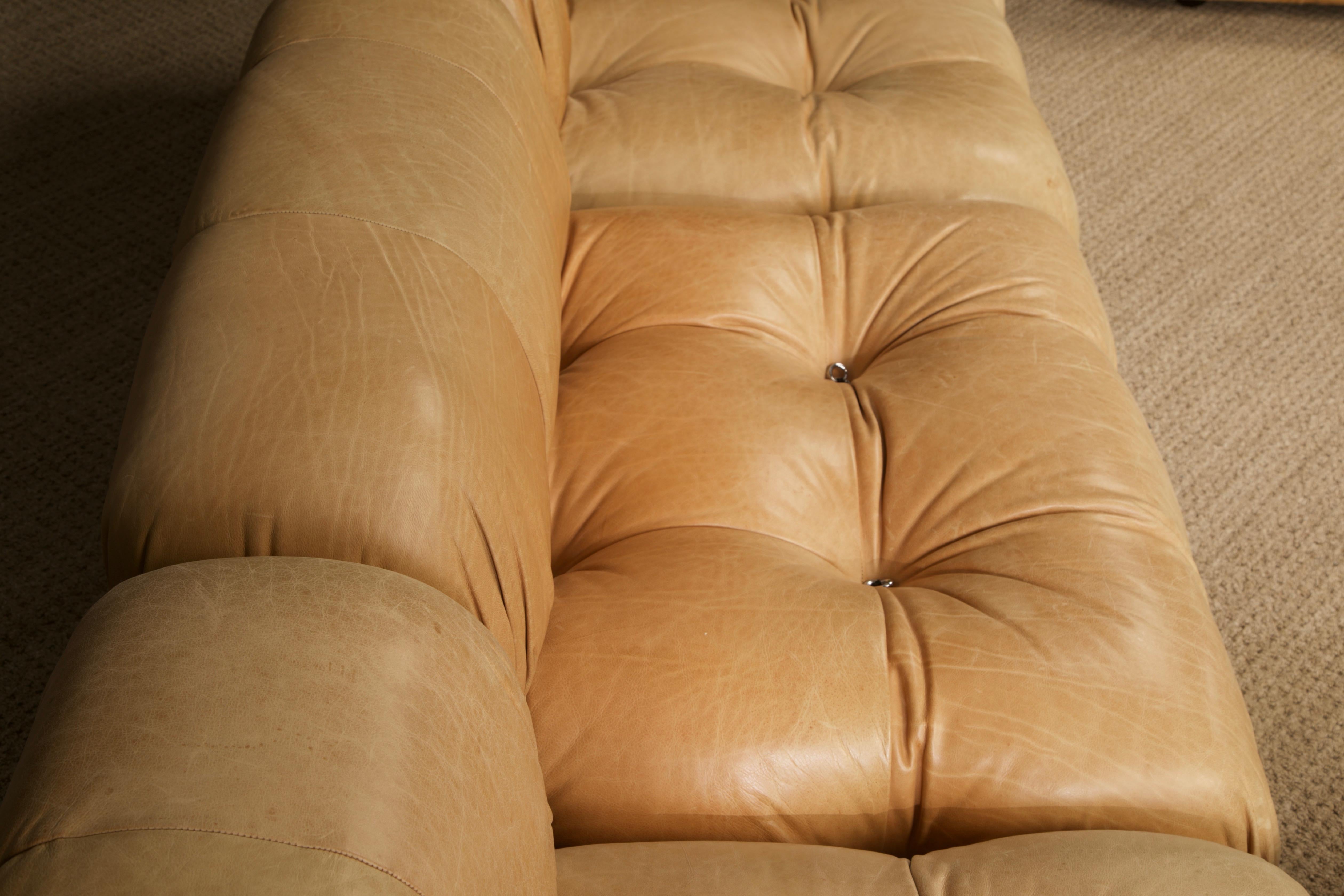 Camaleonda in Original Leather by Mario Bellini for B&B Italia, c 1970s, Signed 13