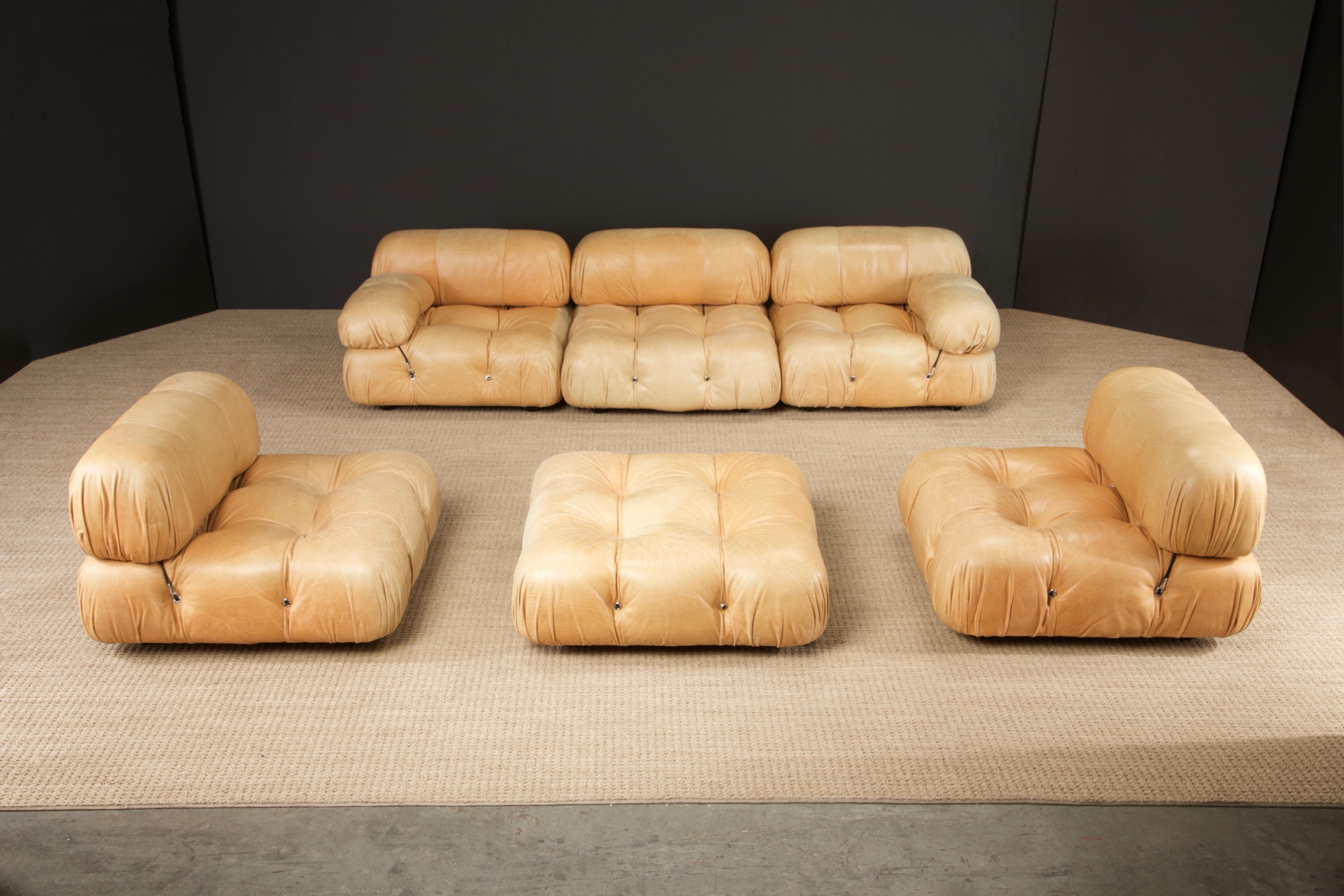 Modern Camaleonda in Original Leather by Mario Bellini for B&B Italia, c 1970s, Signed