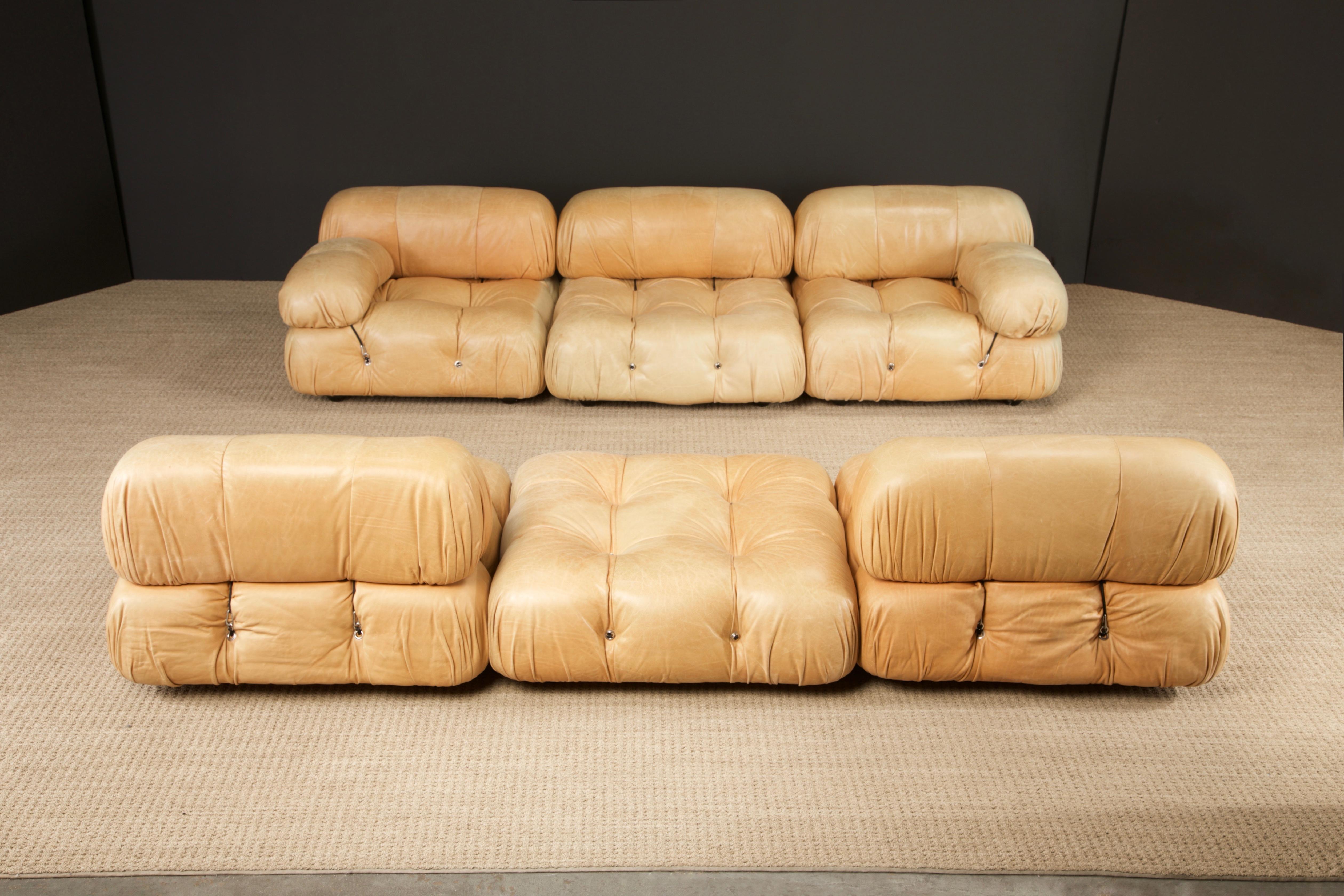 Camaleonda in Original Leather by Mario Bellini for B&B Italia, c 1970s, Signed 1