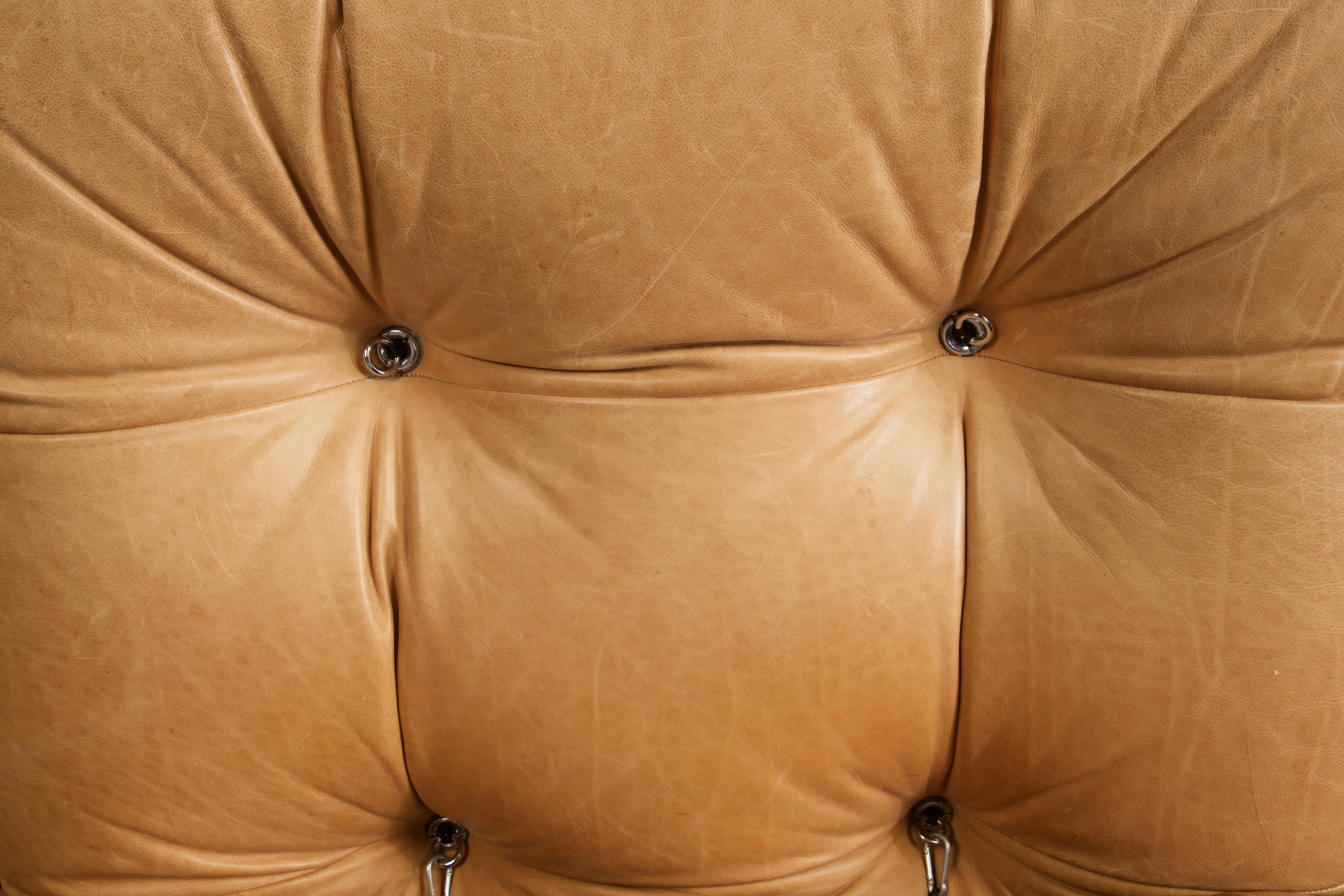 Camaleonda in Original Leather by Mario Bellini for B&B Italia, c 1970s, Signed 3