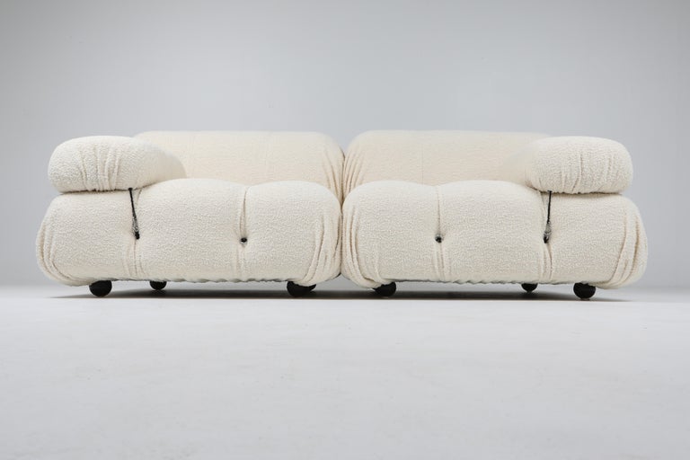 Post-Modern Camaleonda Lounge Chair in Boucle Wool with Armrest by Mario Bellini, 1970's For Sale