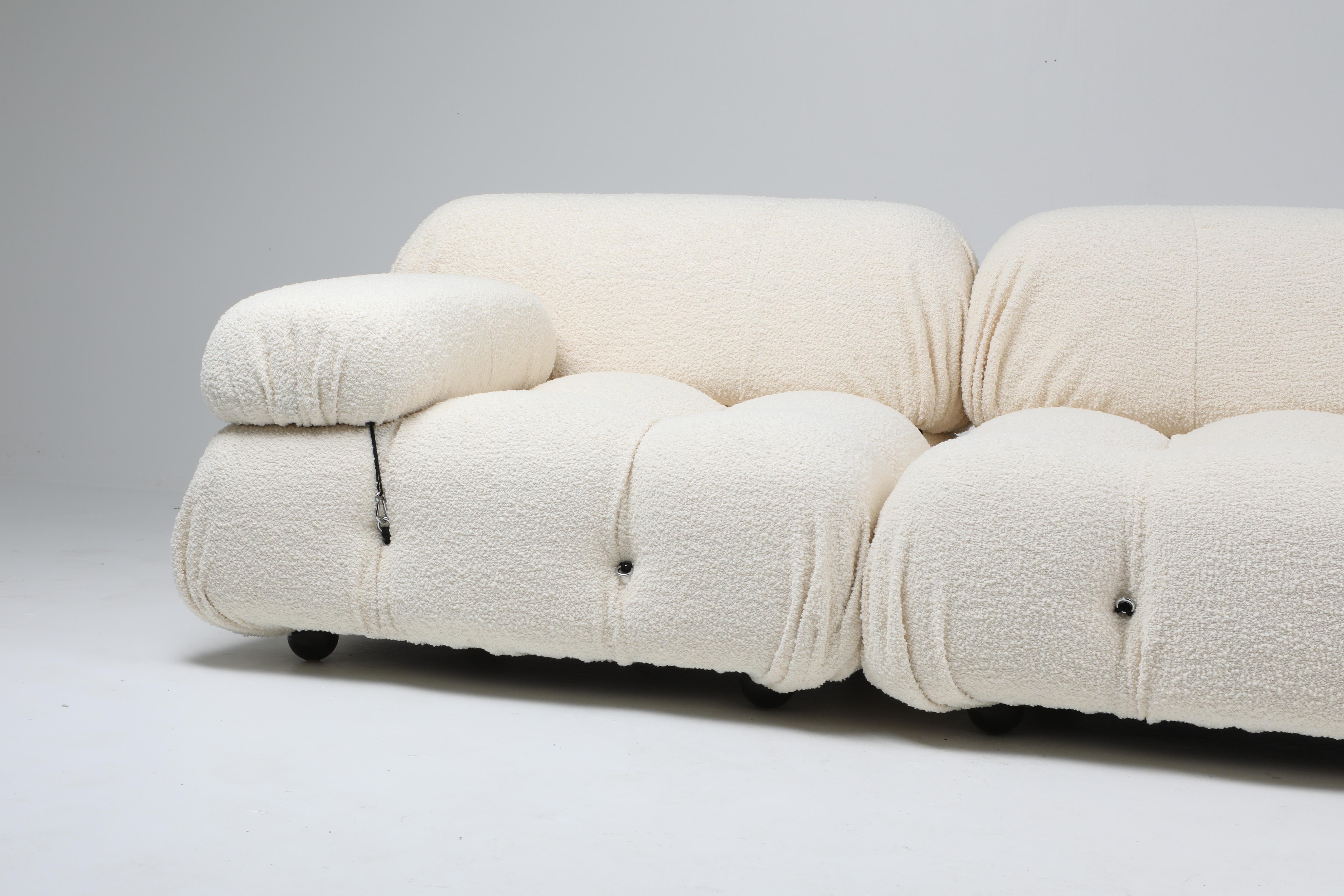 Post-Modern Camaleonda Sofa Set in Boucle Wool with Armrests by Mario Bellini, 1970's For Sale