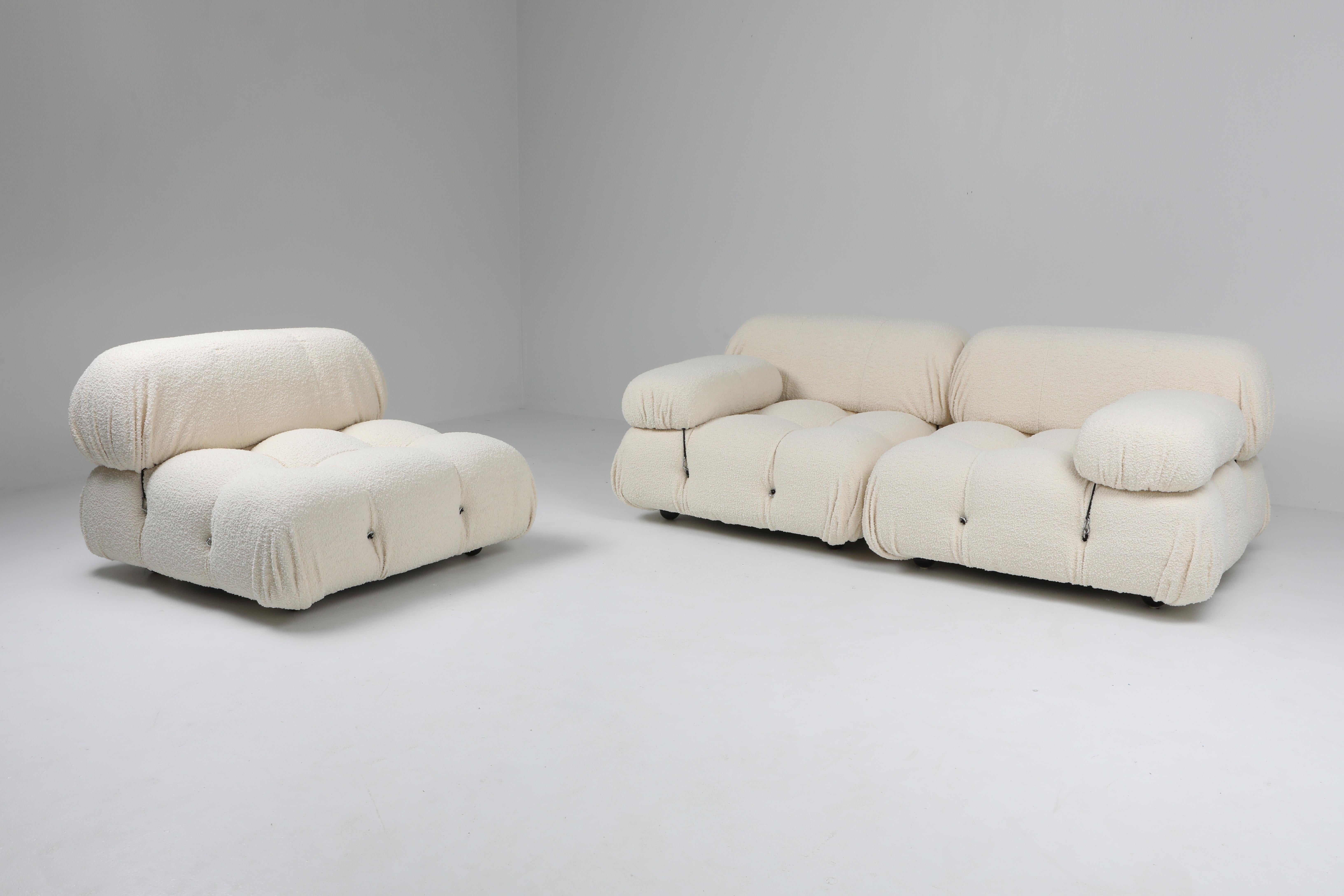 Italian Camaleonda Sofa Set in Boucle Wool with Armrests by Mario Bellini, 1970's For Sale
