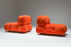 Camaleonda Lounge Chairs in Bright Orange Velvet