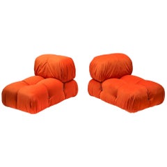 Camaleonda Lounge Chairs in Bright Orange Velvet
