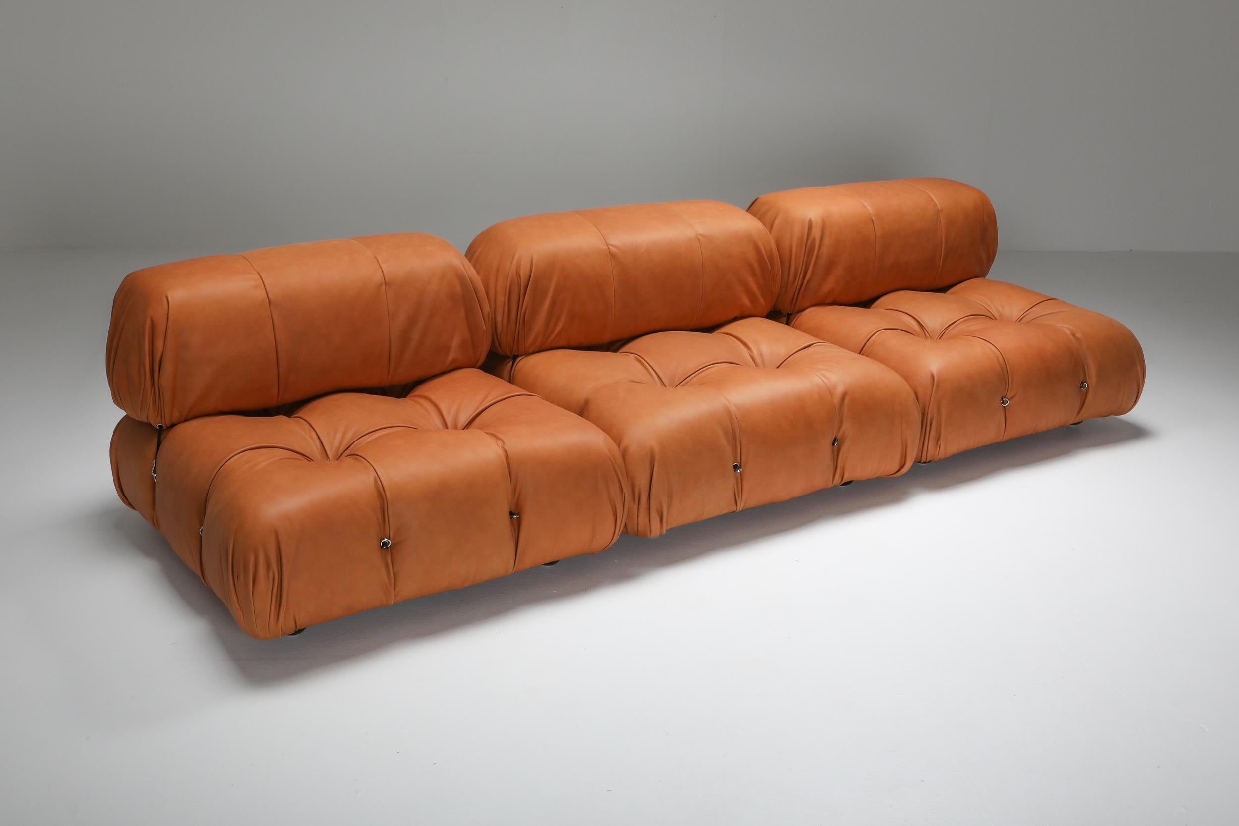 Camaleonda Lounge Chairs in New Cognac Leather by Mario Bellini In Good Condition In Antwerp, BE