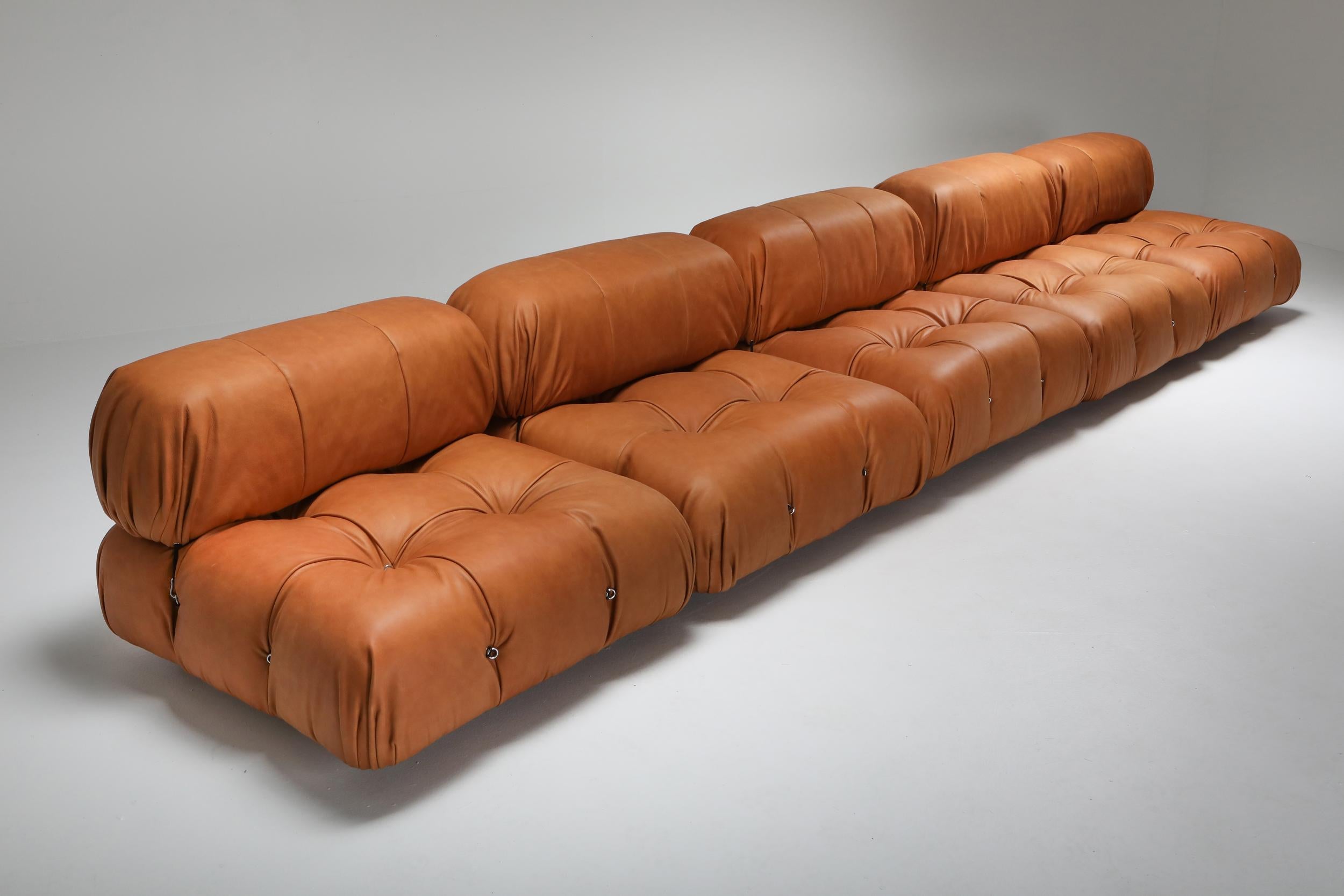 Camaleonda Lounge Chairs in New Cognac Leather by Mario Bellini 1