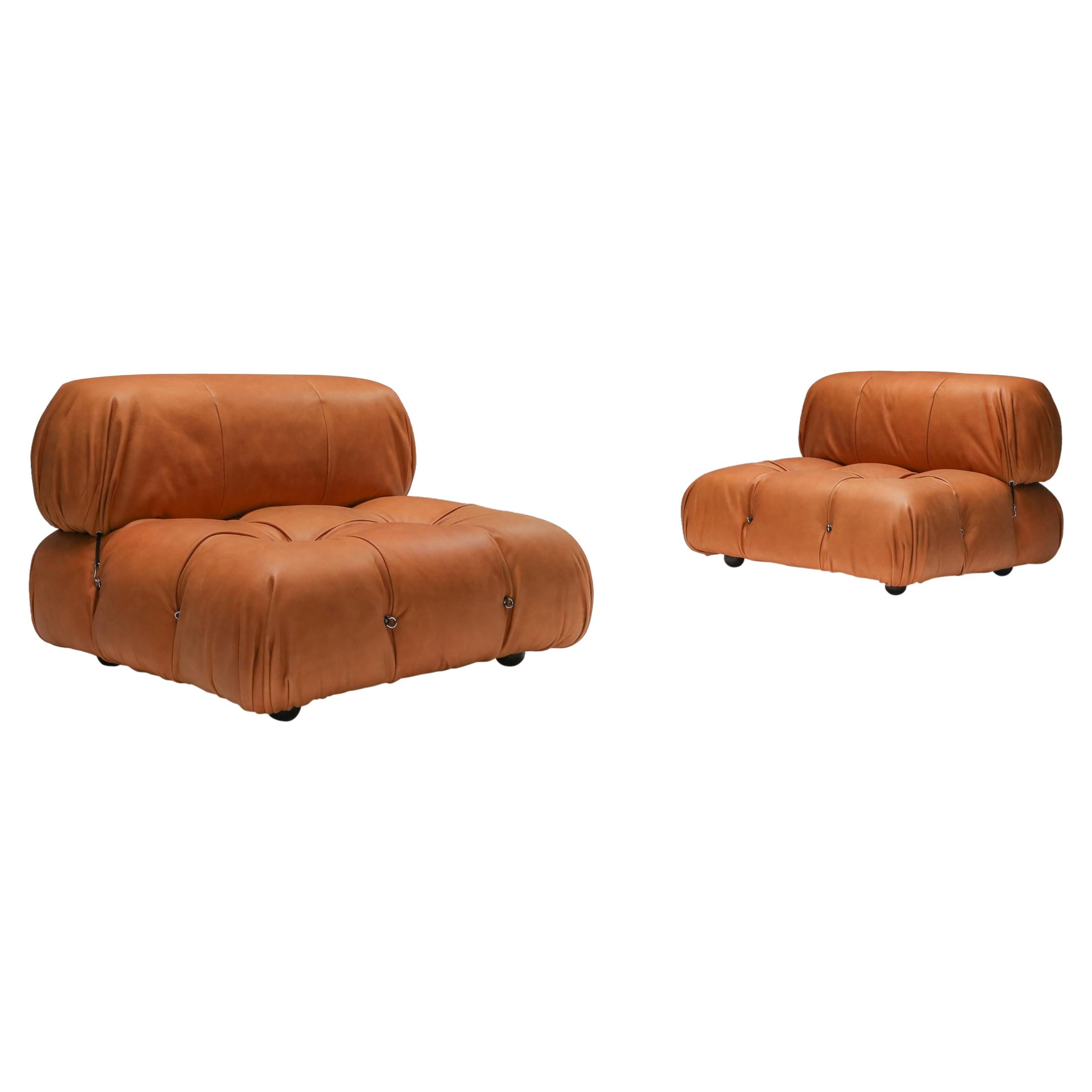 Camaleonda Lounge Chairs in New Cognac Leather by Mario Bellini