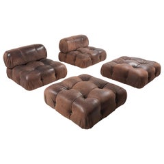 Camaleonda Lounge Chairs in Original Brown Leather by Mario Bellini