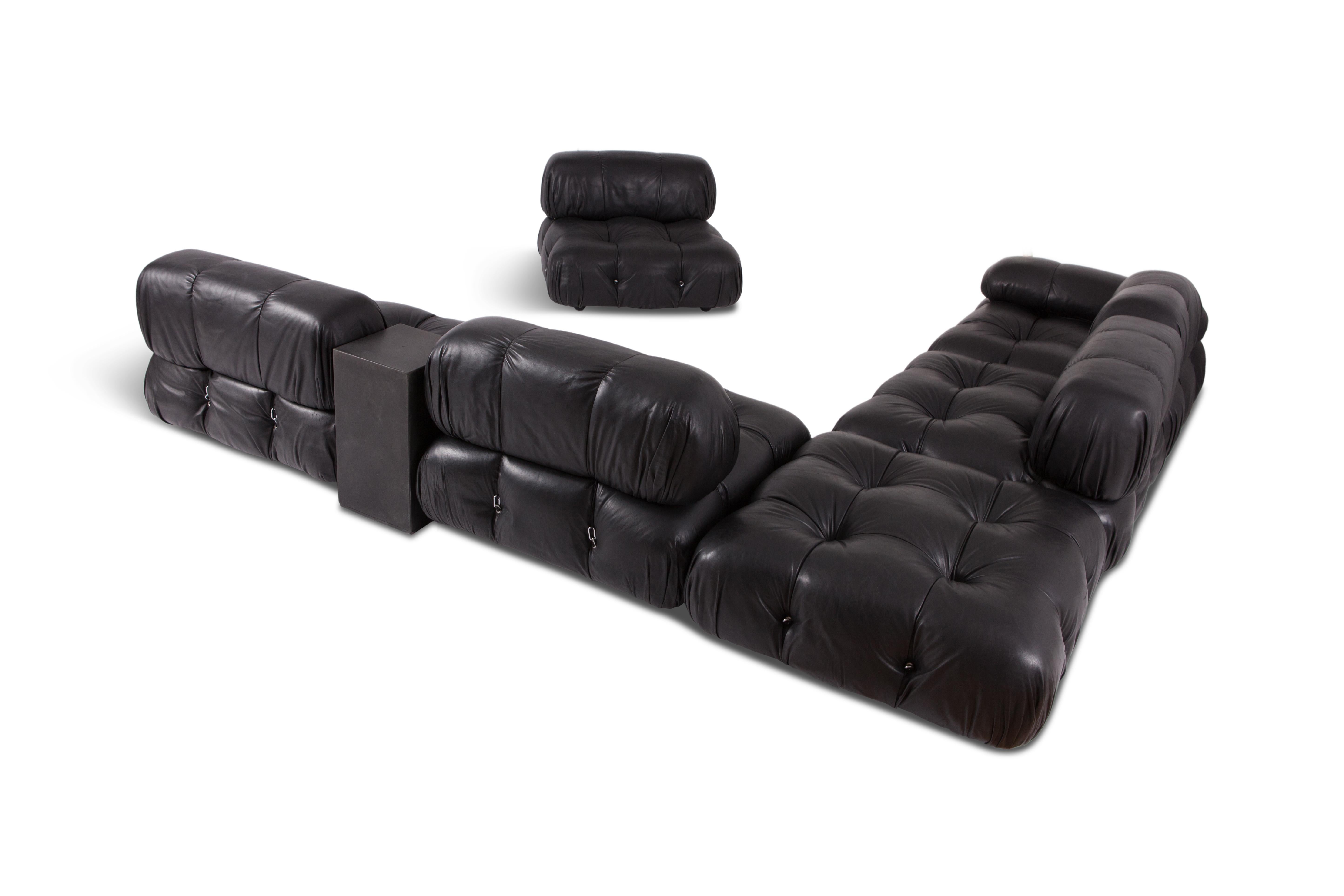 Camaleonda Modular Sofa in Black Leather by Mario Bellini 4