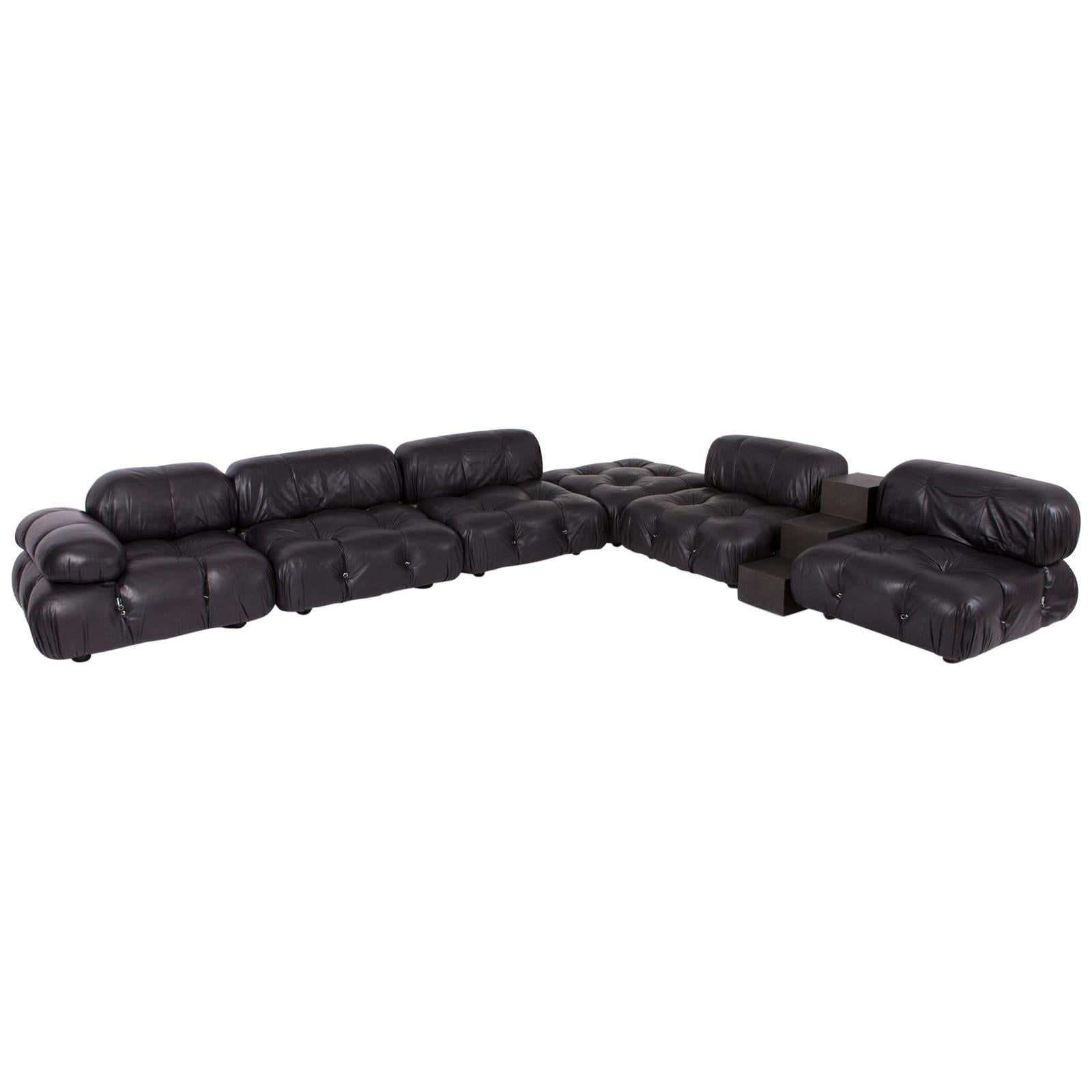 Camaleonda Modular Sofa in Black Leather by Mario Bellini