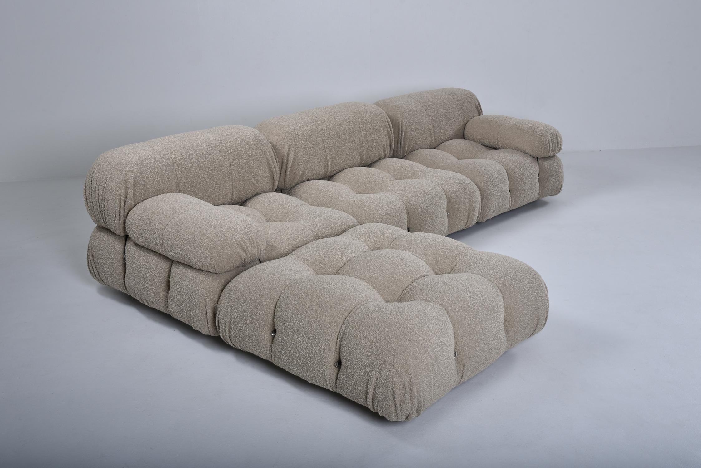 Italian Camaleonda Modular Sofa in Grey Boucle by Mario Bellini