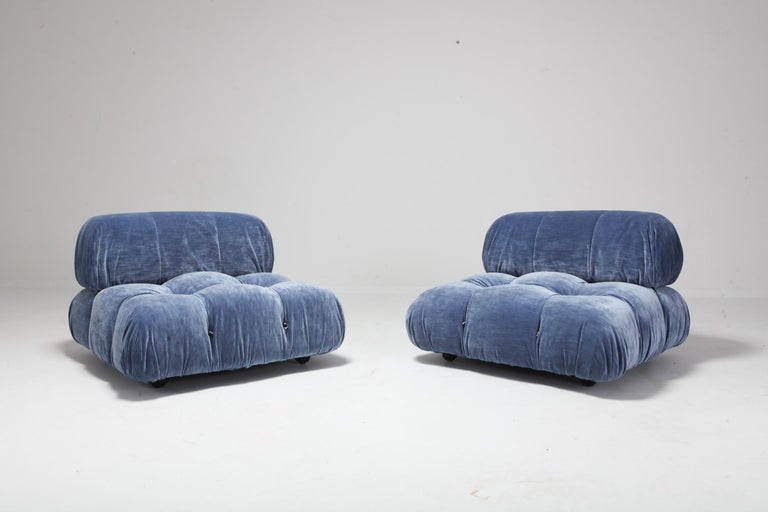 Postmodern easy chairs by Mario Bellini for B&B Italia
Newly upholstered in blue cotton velvet.

We have an expert in house upholstery service.
We can accommodate your every need.

Reach out with any questions.





 