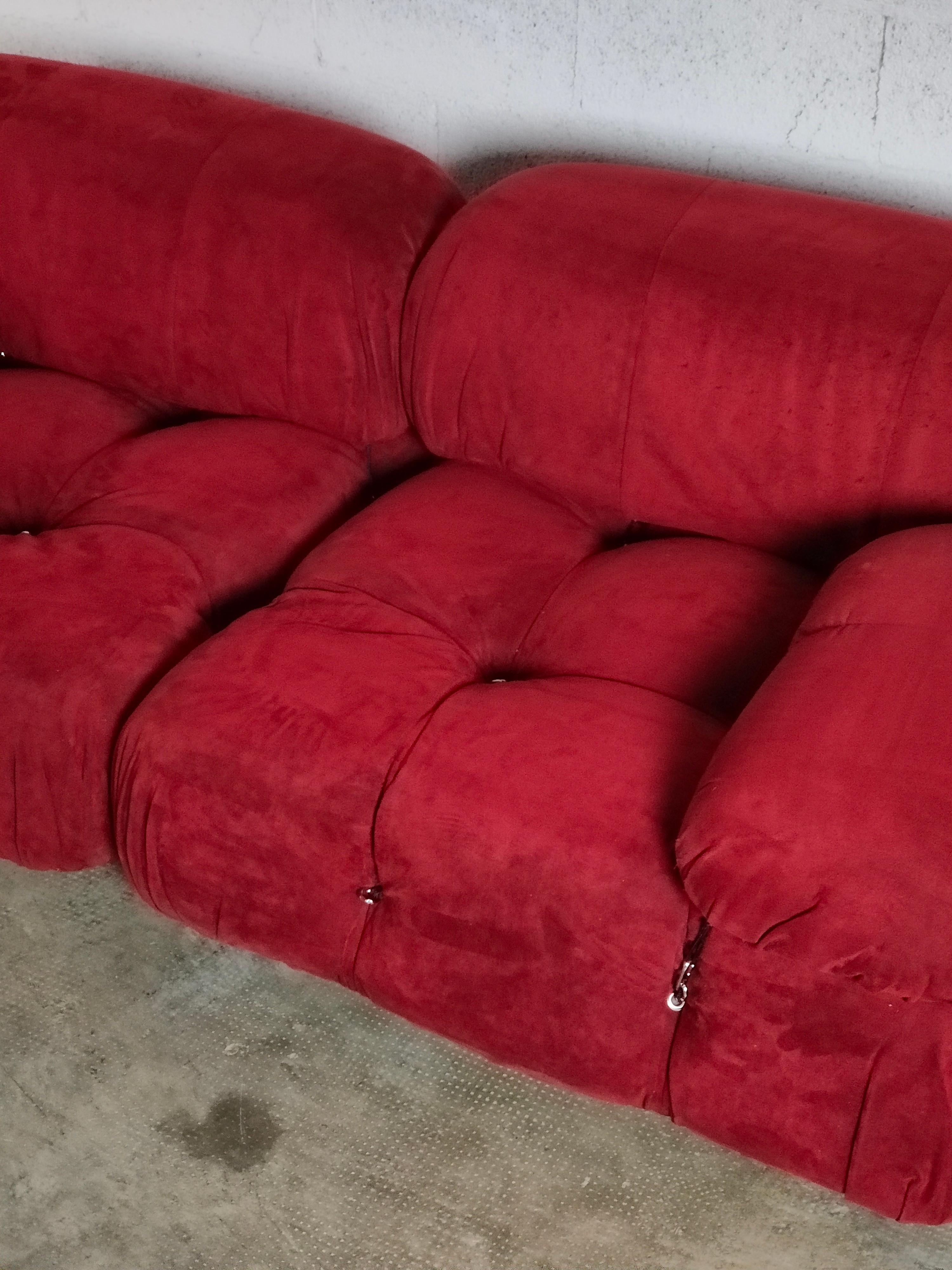 Mid-Century Modern Camaleonda Red Sofa by Mario Bellini for B&B Italia, 1970s For Sale