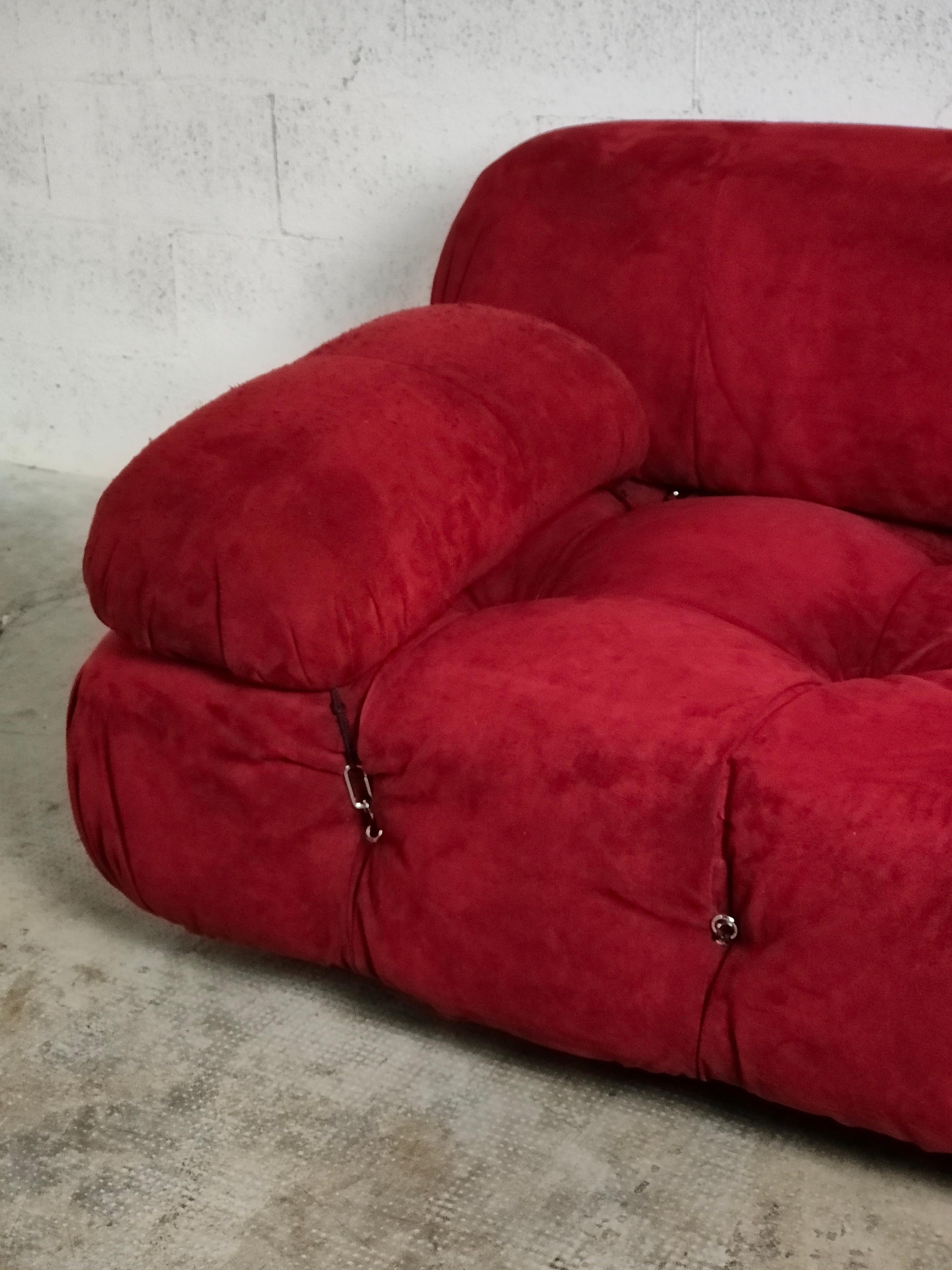 Fabric Camaleonda Red Sofa by Mario Bellini for B&B Italia, 1970s For Sale
