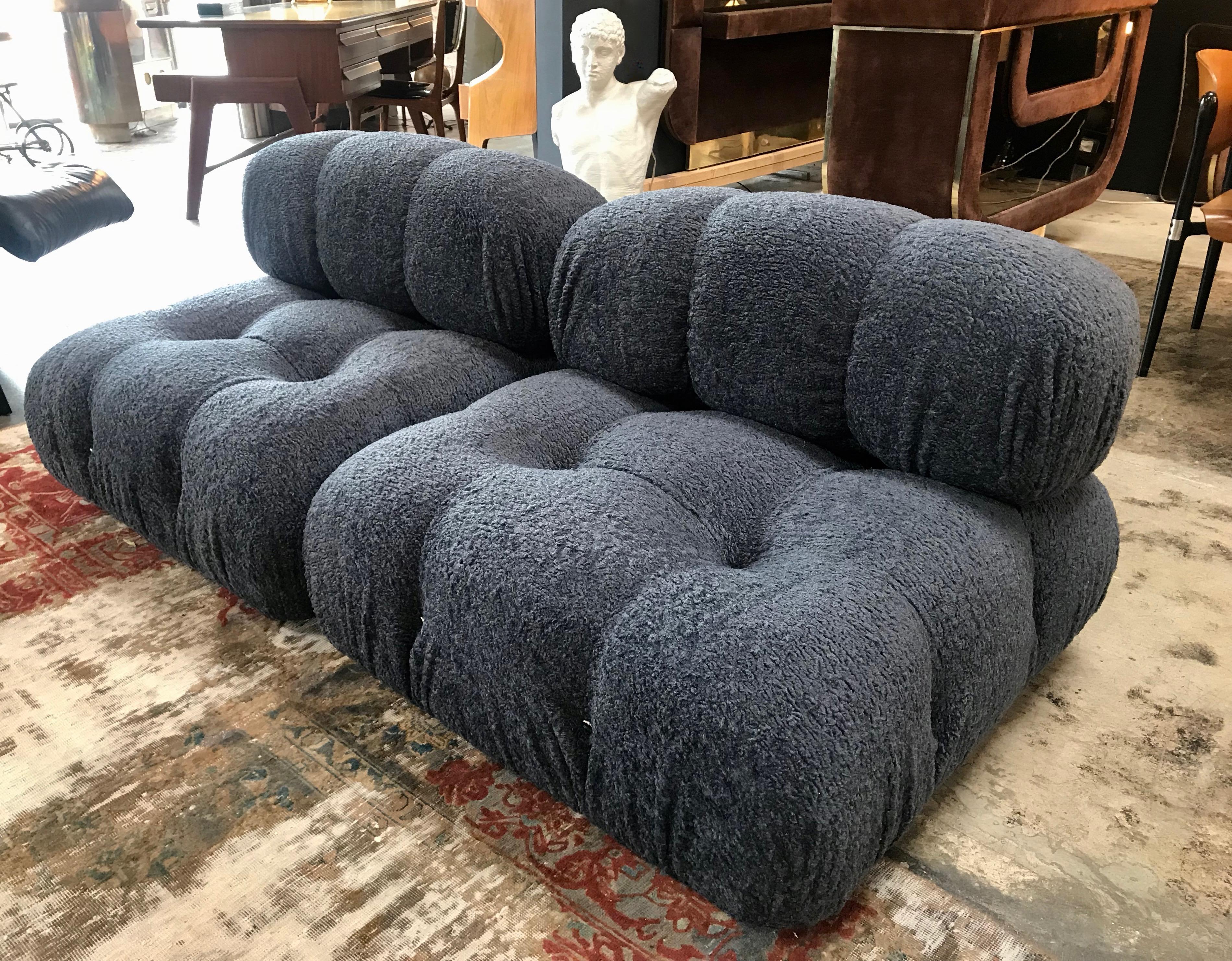 Camaleonda sectional sofa by Mario Bellini, 1970s
Mario Bellini, modular 'Camaleonda' sofa reupholstered in blue sheep fabric , Italy, 1972.
This sofa consists out of modular elements. The design became famous almost immediately after it was