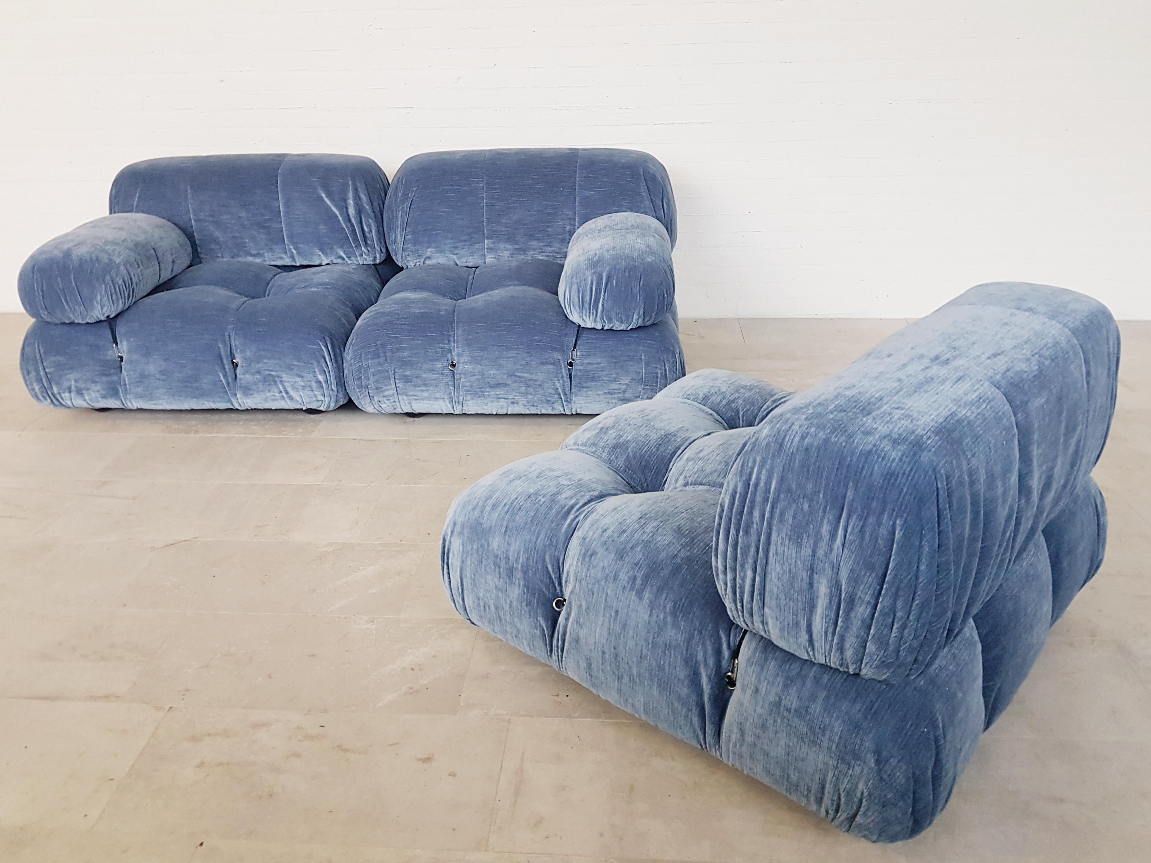 Camaleonda Sectional Sofa by Mario Bellini for B&B Italia in Blue Velvet 2