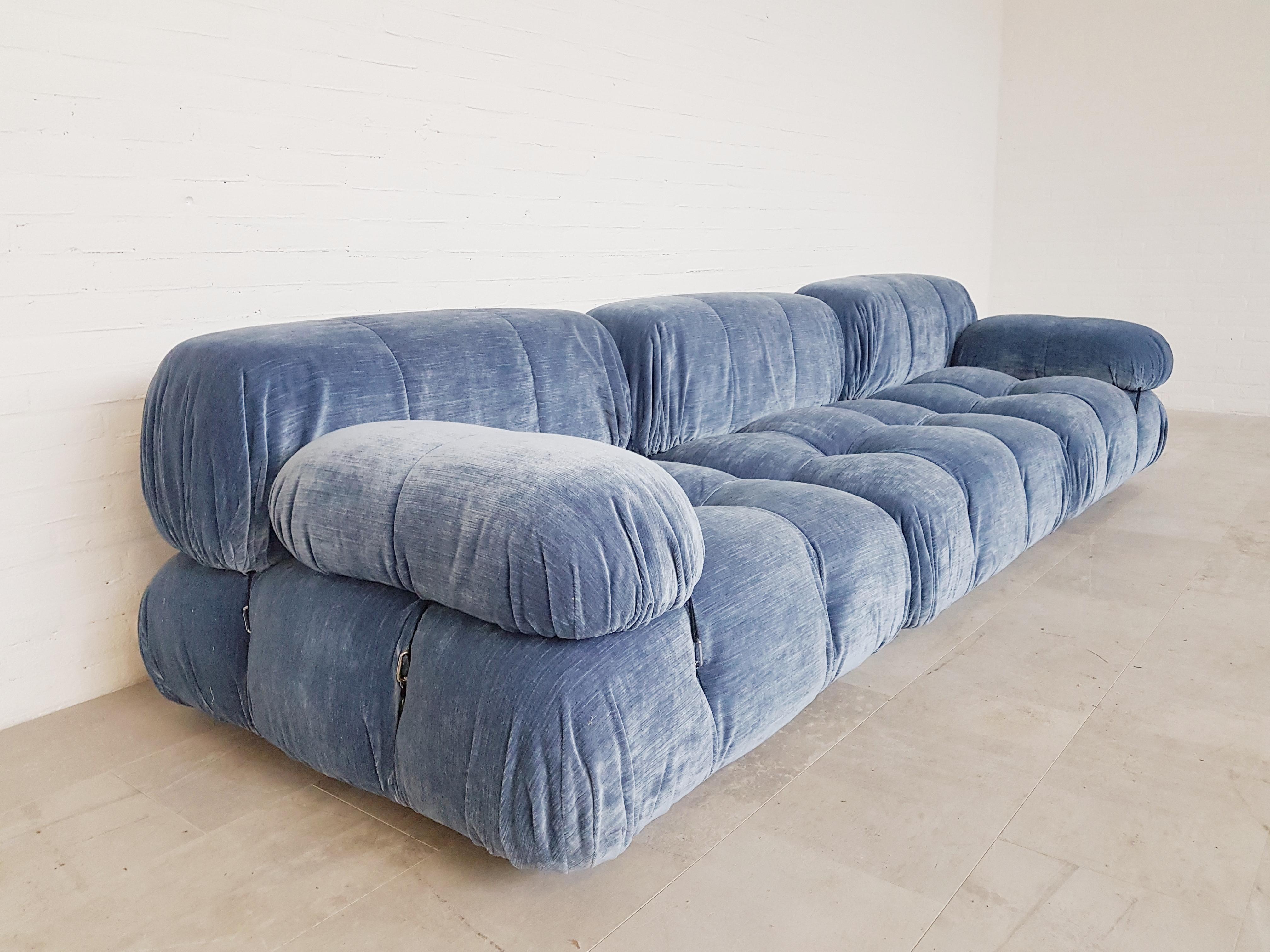 Camaleonda Sectional Sofa by Mario Bellini for B&B Italia in Blue Velvet 3
