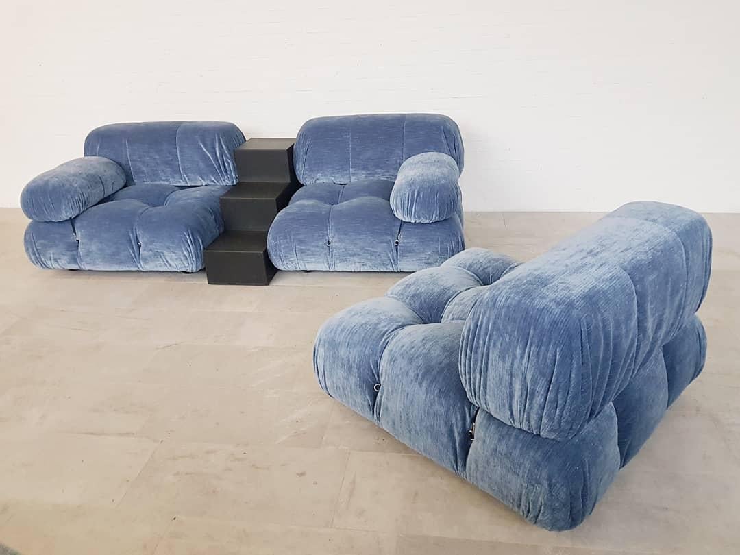 Camaleonda Sectional Sofa by Mario Bellini for B&B Italia in Blue Velvet 5