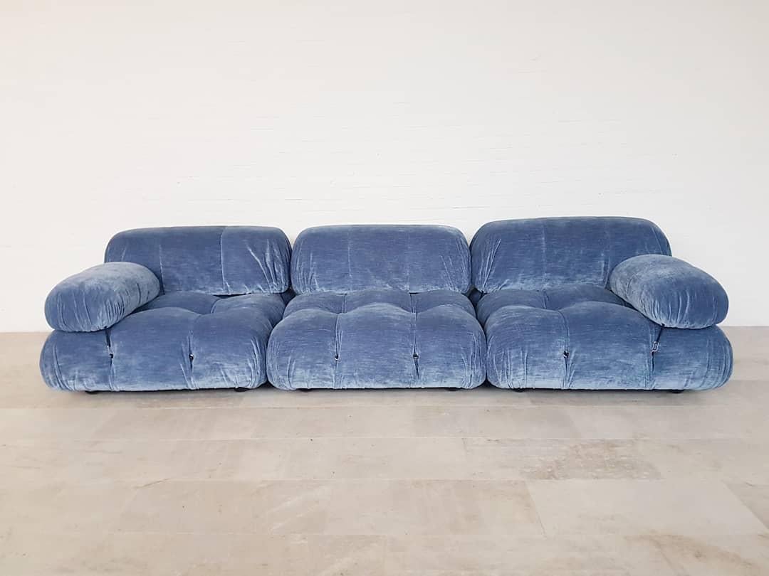 Camaleonda Sectional Sofa by Mario Bellini for B&B Italia in Blue Velvet 6