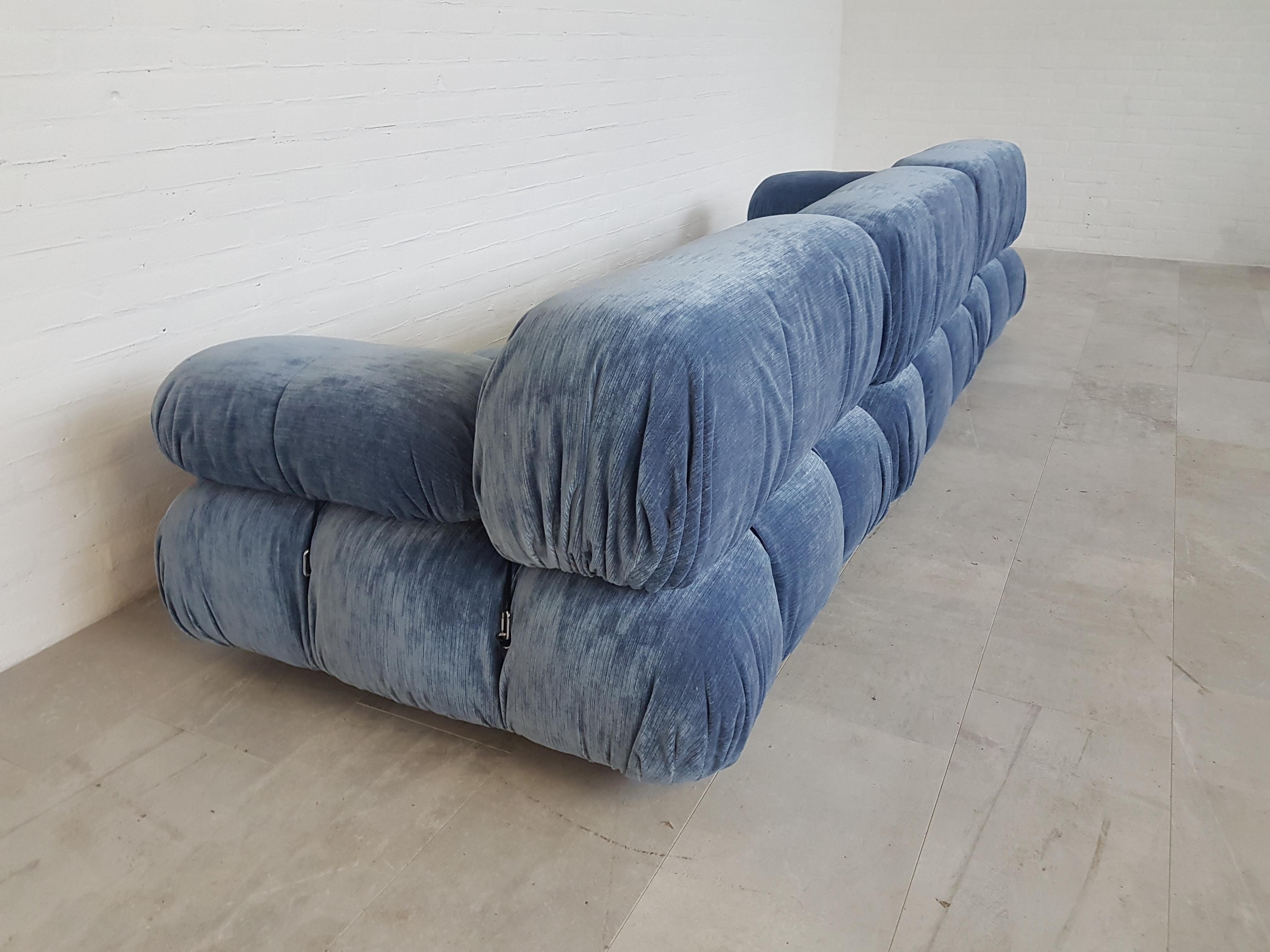 Post-Modern Camaleonda Sectional Sofa by Mario Bellini for B&B Italia in Blue Velvet
