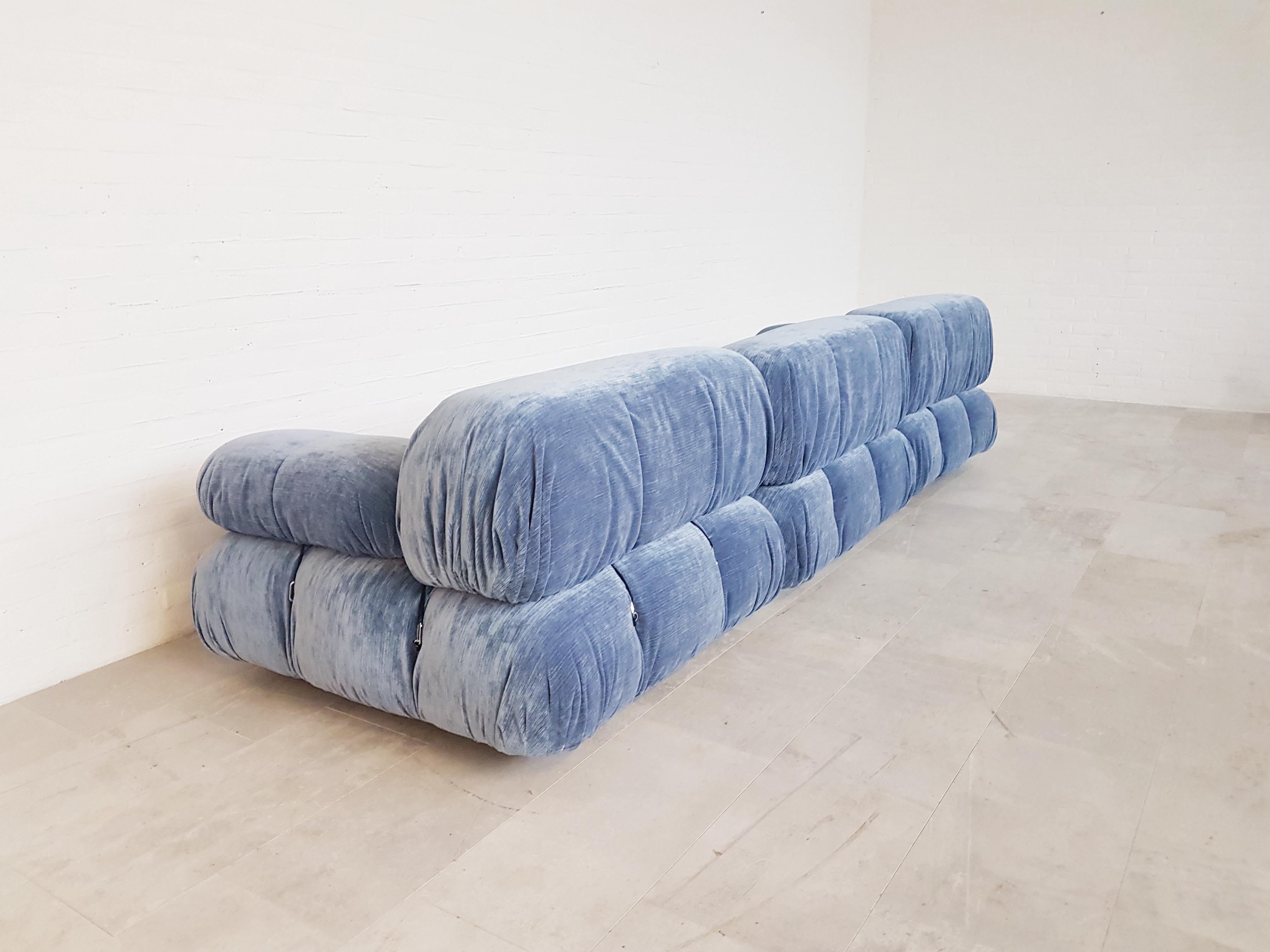 European Camaleonda Sectional Sofa by Mario Bellini for B&B Italia in Blue Velvet